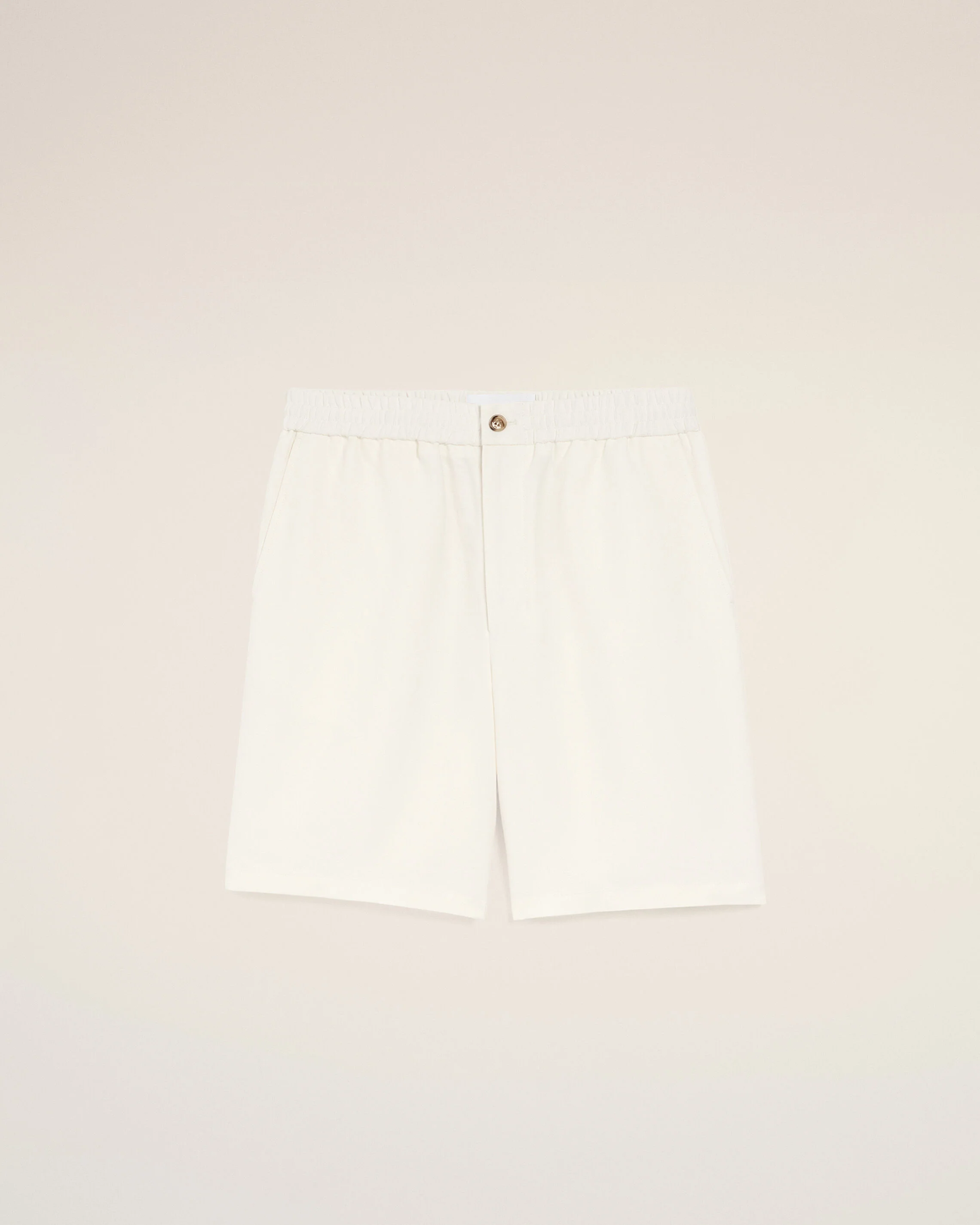 Short Beige Taille Elastiquée Ami De Coeur en Lin Mélangé