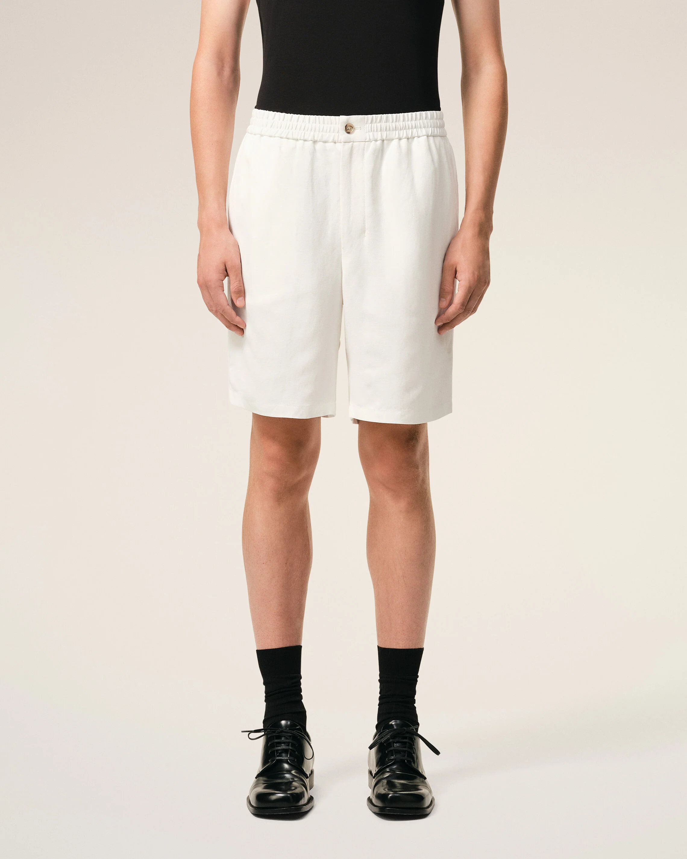 Short Beige Taille Elastiquée Ami De Coeur en Lin Mélangé - Image 3