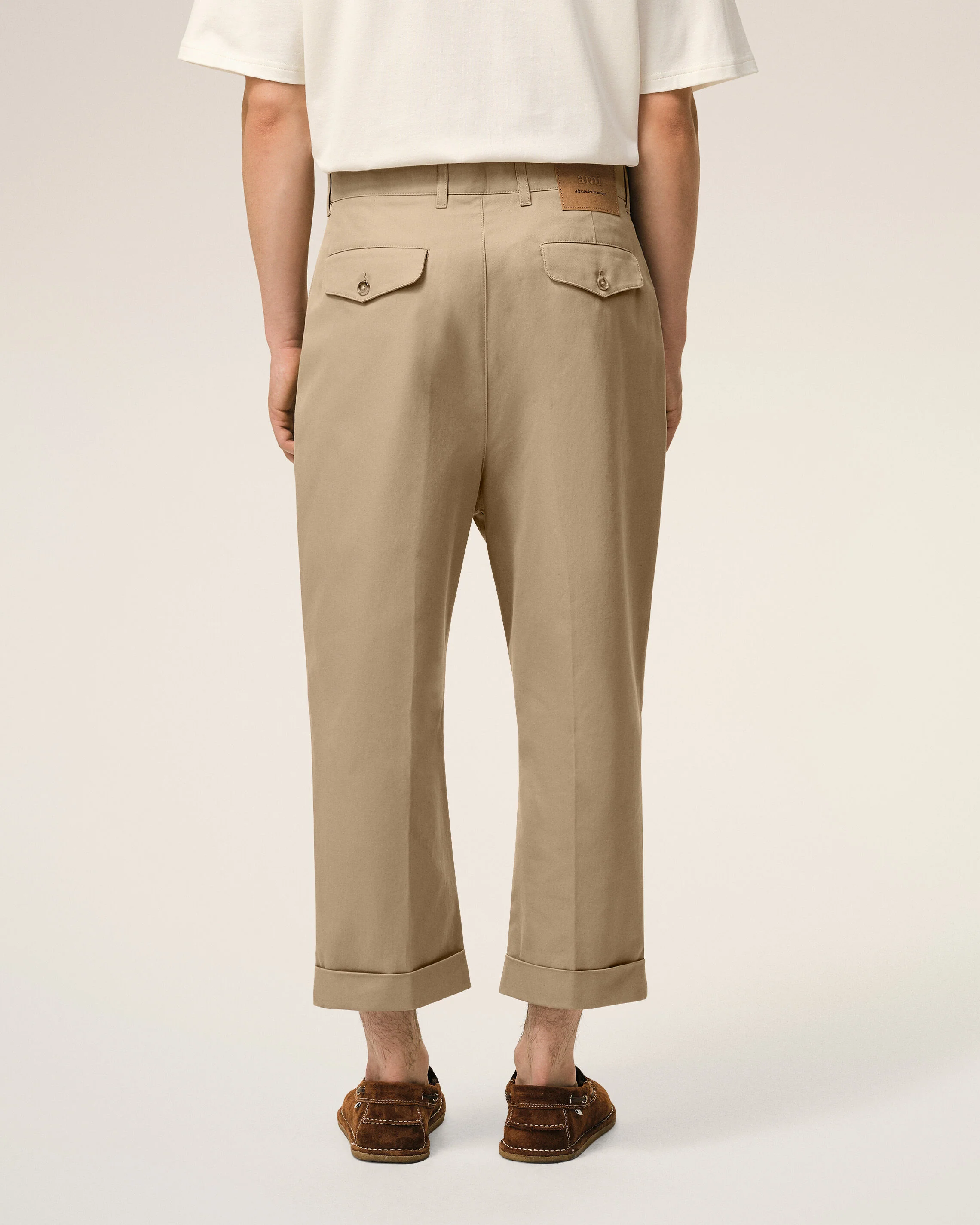 Pantalon Carotte Beige Oversize en Coton - Image 4