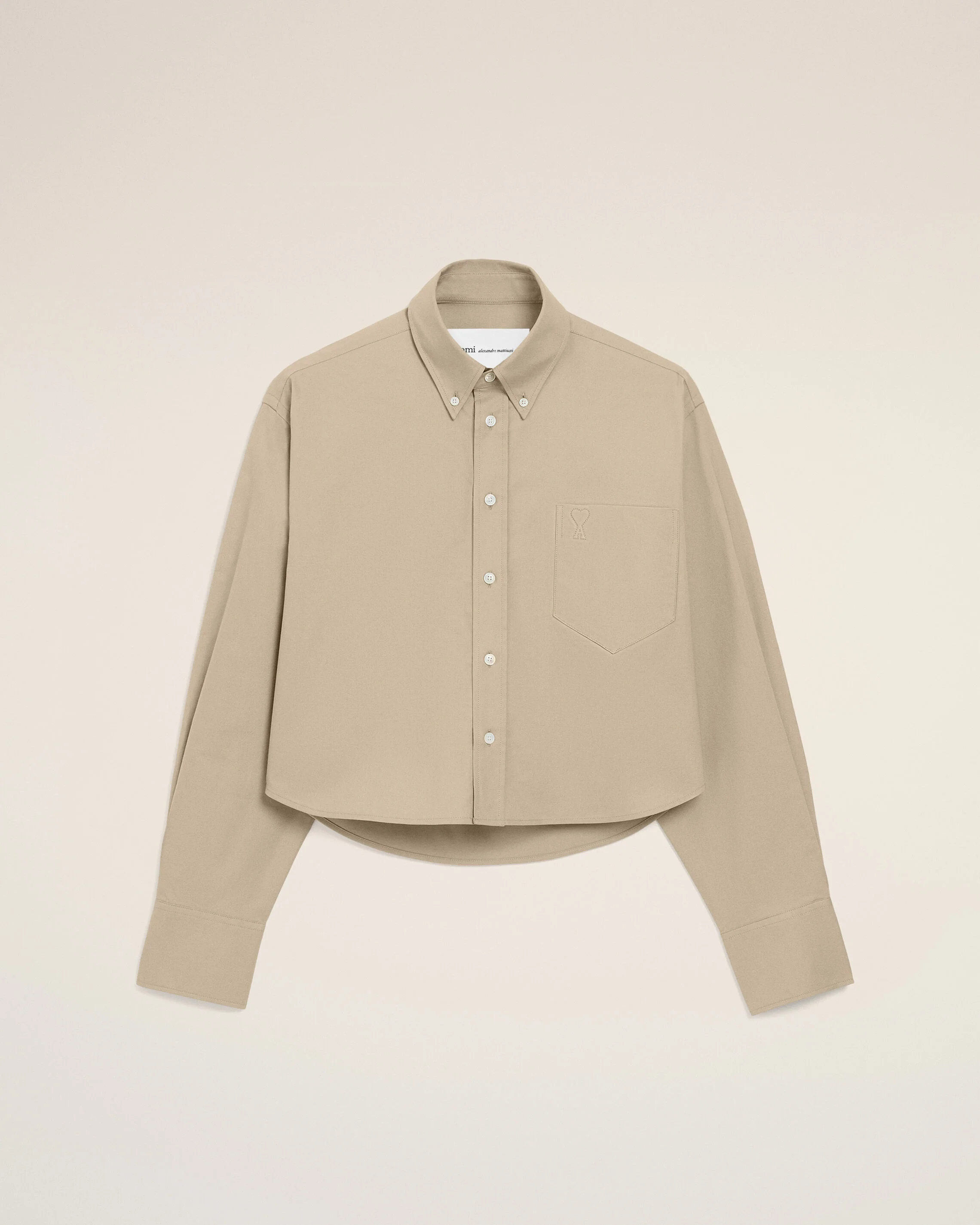 Chemise Courte Beige Ami De Coeur Embossé en Coton