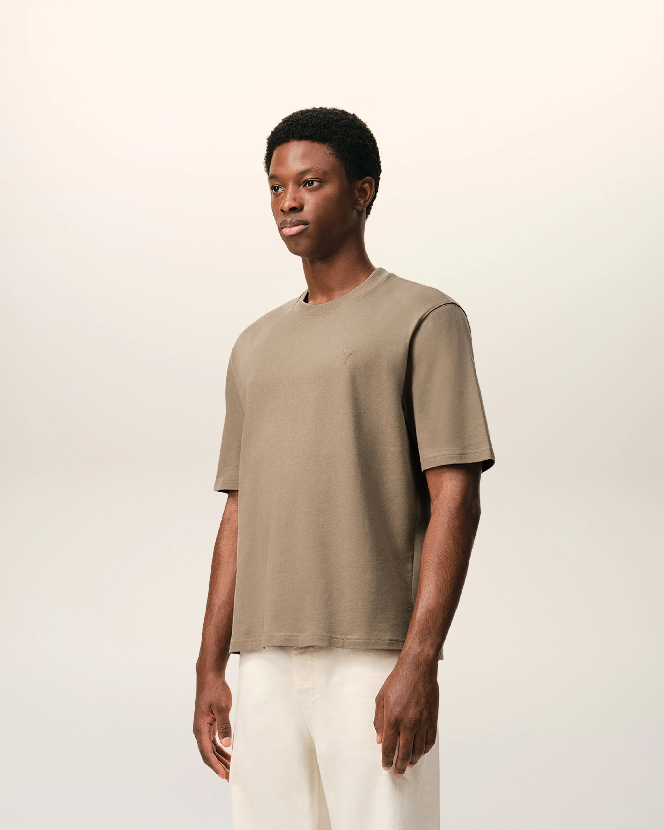 T-shirt Beige Ami De Coeur Embossé en Coton - Image 6
