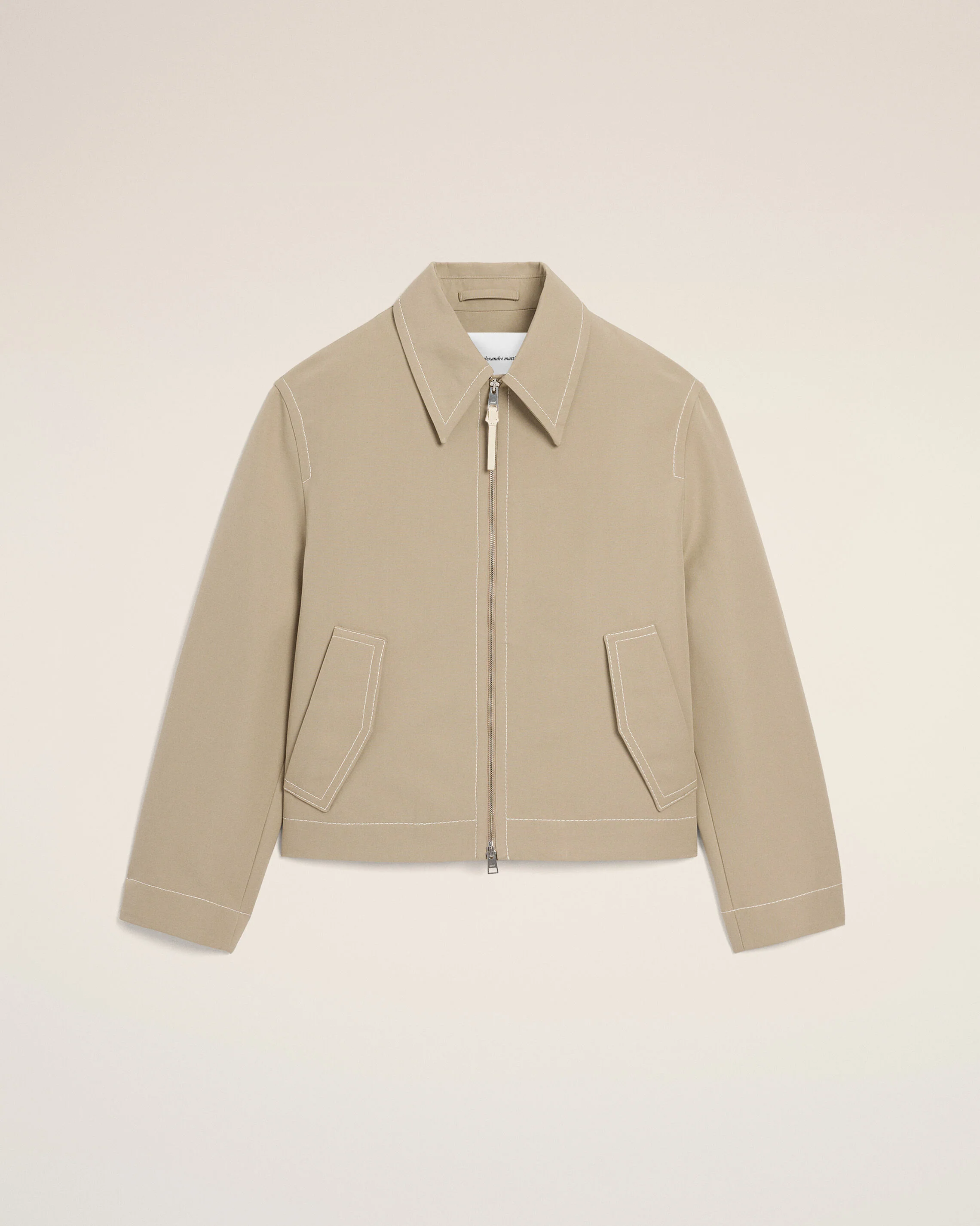 Veste Beige Zippée en Coton