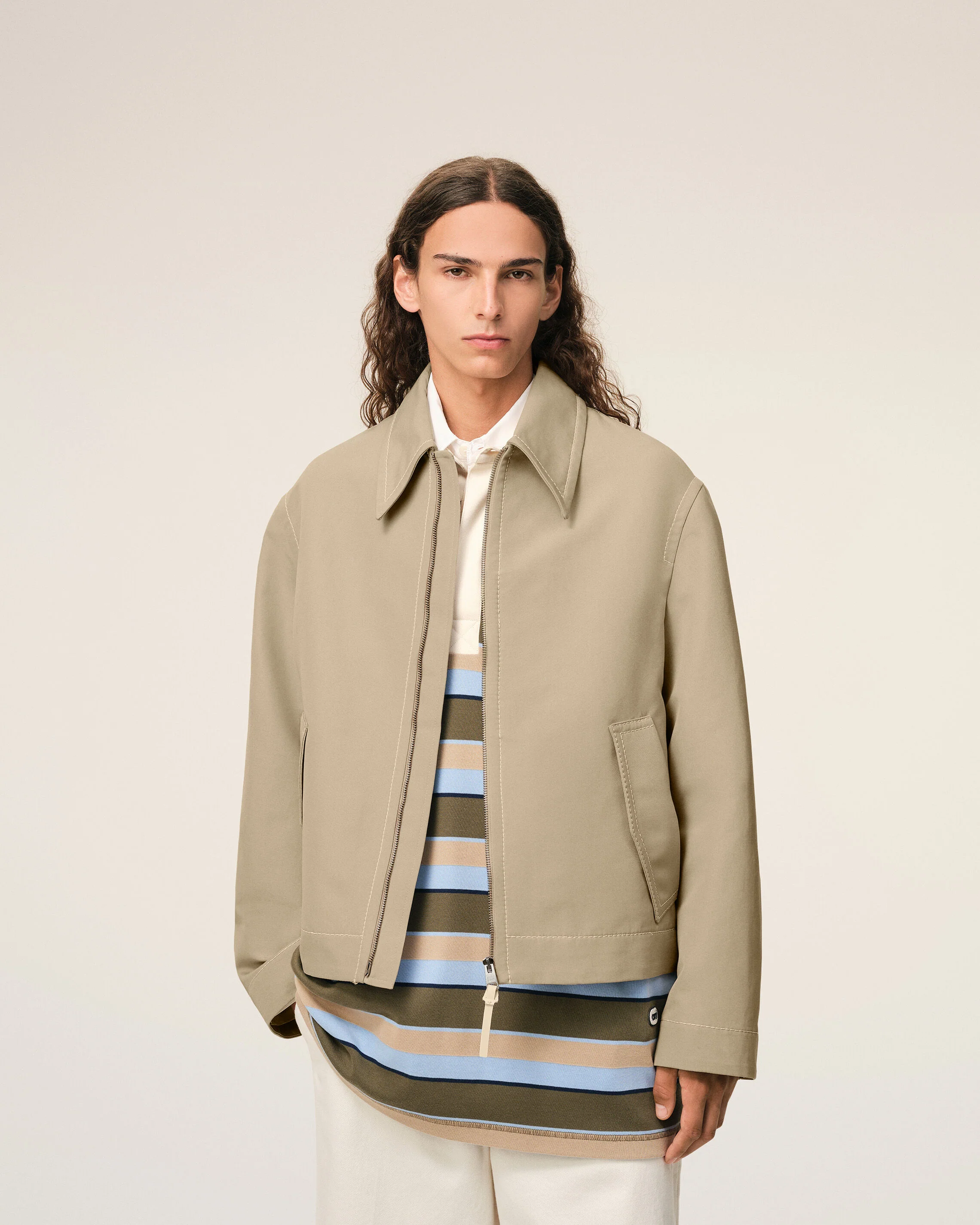 Veste Beige Zippée en Coton - Image 3