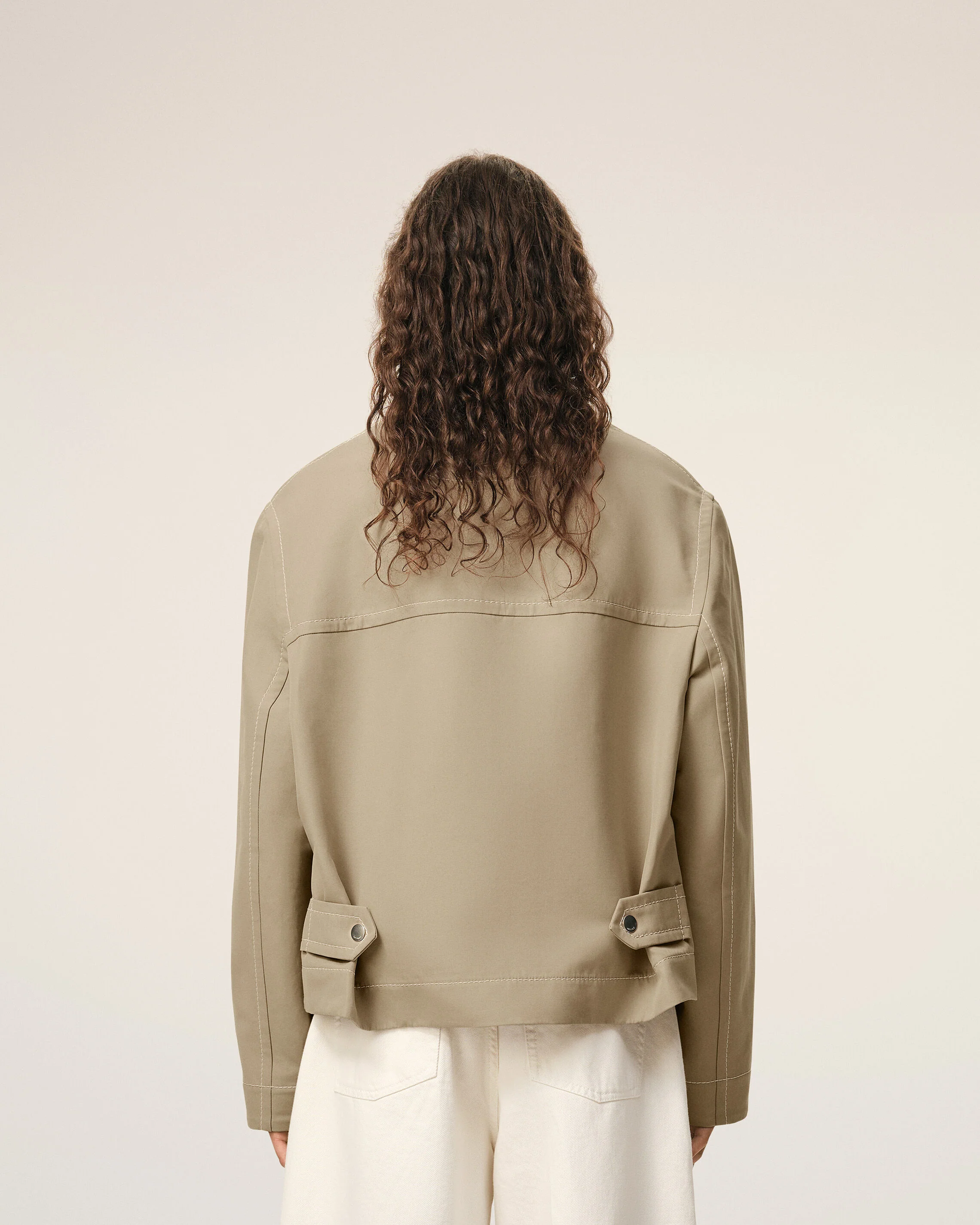 Veste Beige Zippée en Coton - Image 5