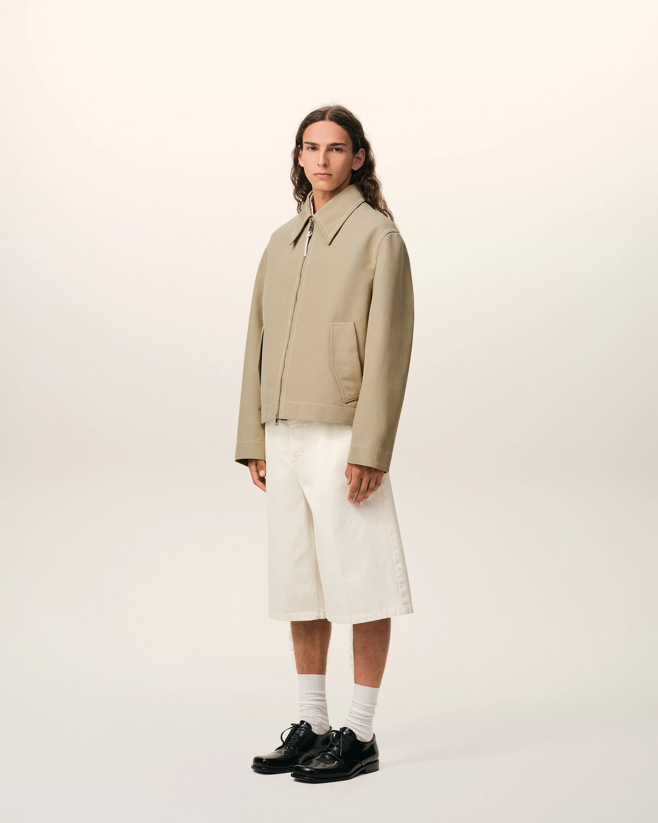 Veste Beige Zippée en Coton - Image 6