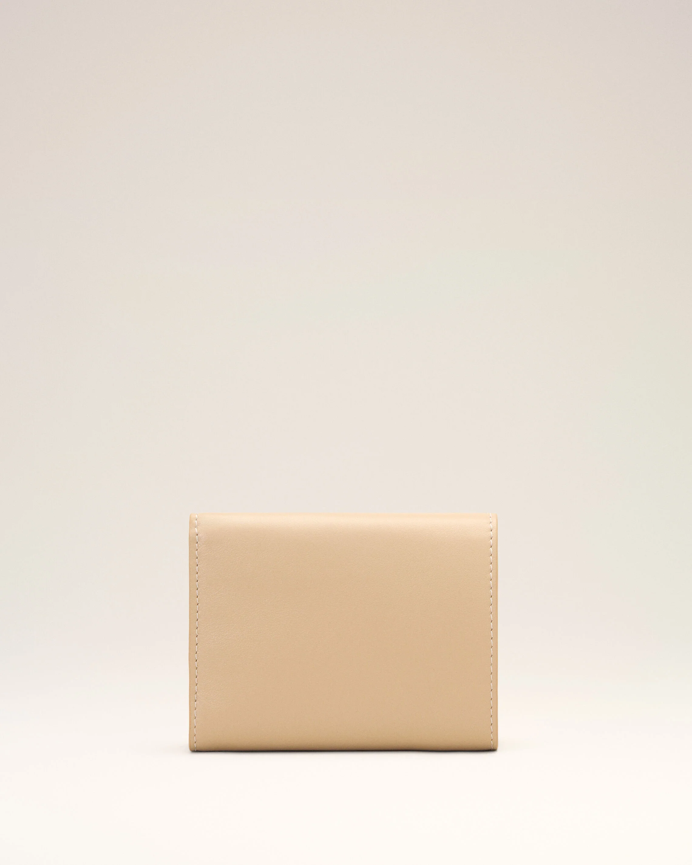 Portefeuille Ă triple volet beige en cuir de vachette Ami de Coeur - Image 5