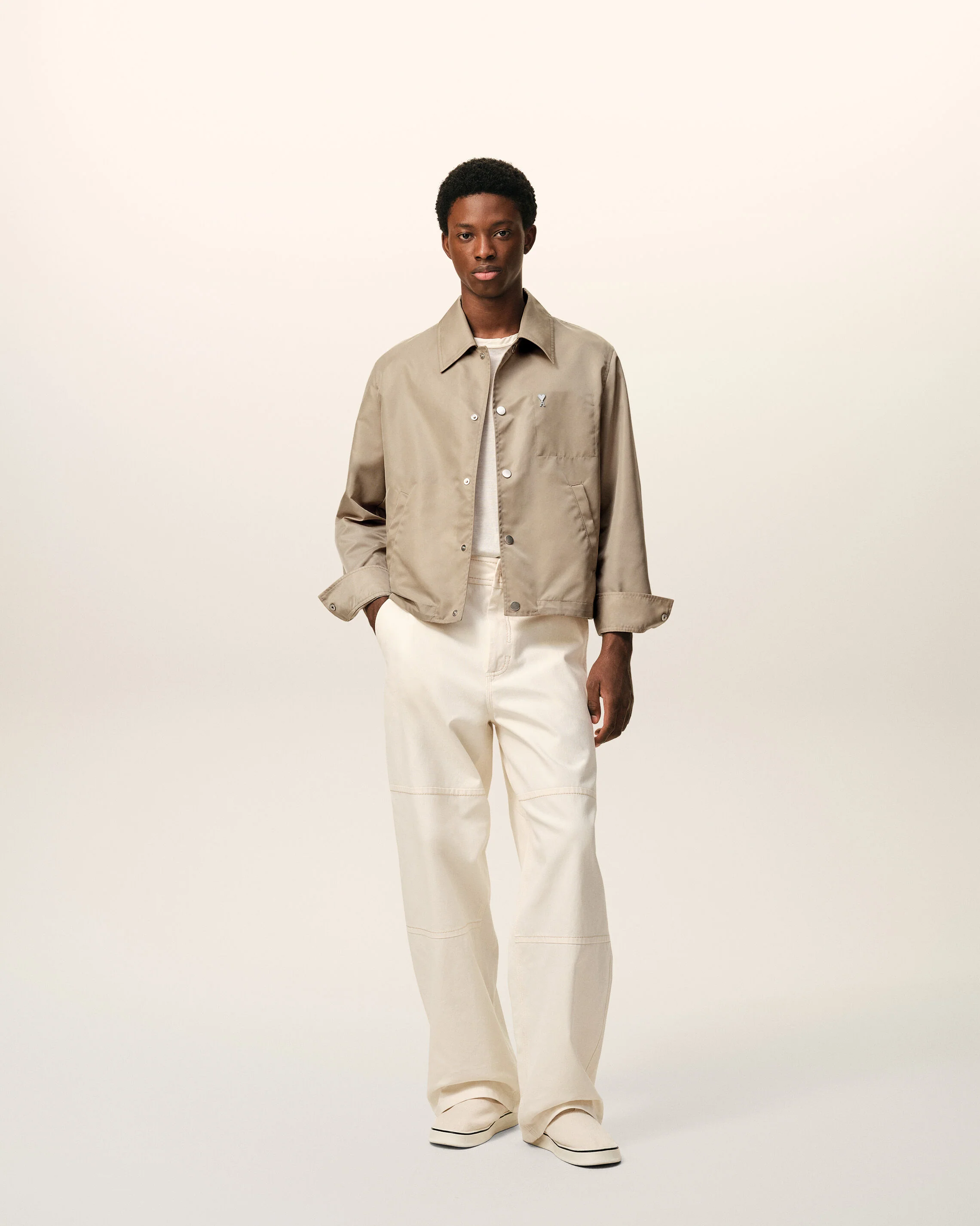 Blouson Beige Boutonné Rivet Ami De Coeur en Nylon - Image 2