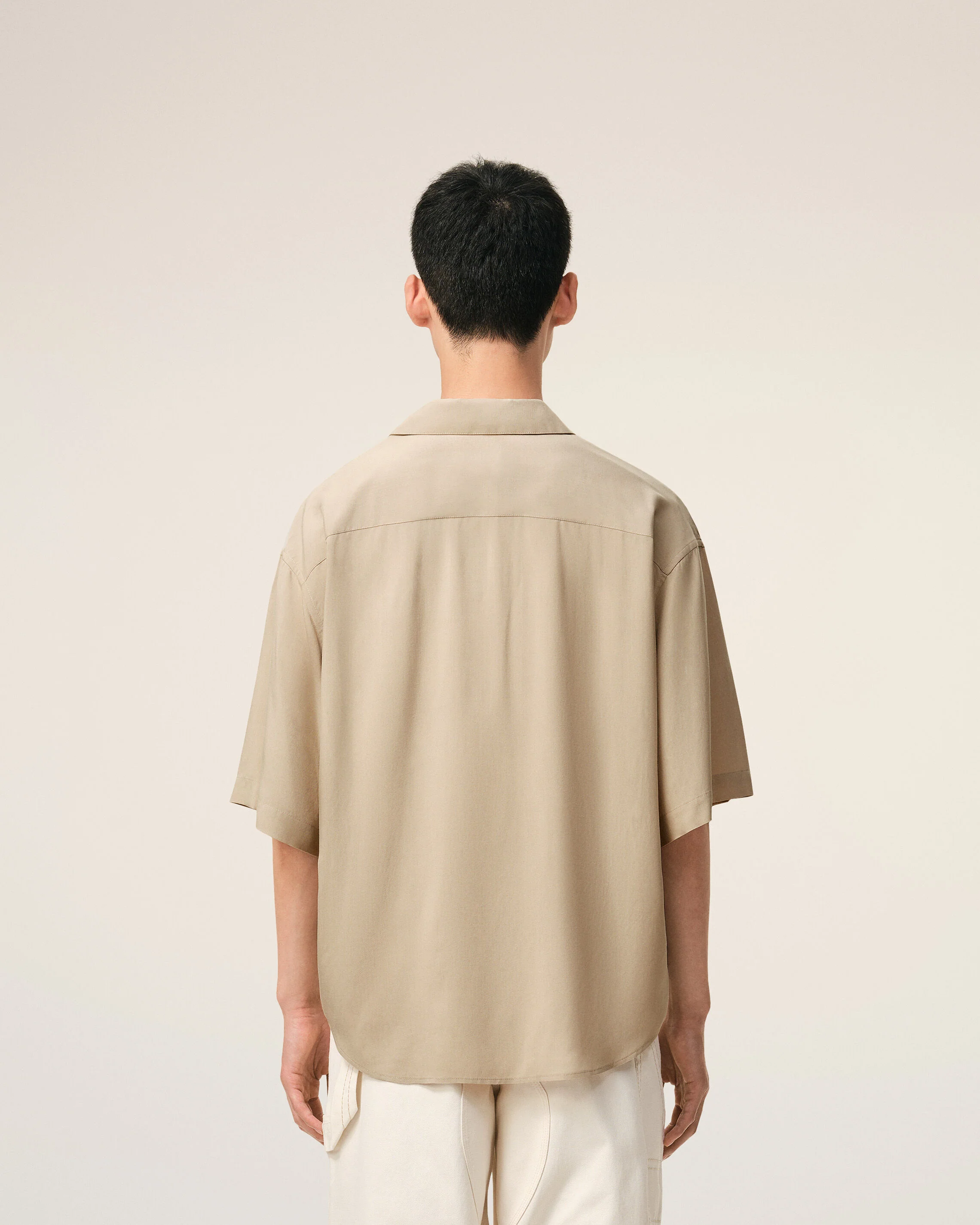 Chemise Boxy Beige Manches Courtes Ami Paris Brodé - Image 5