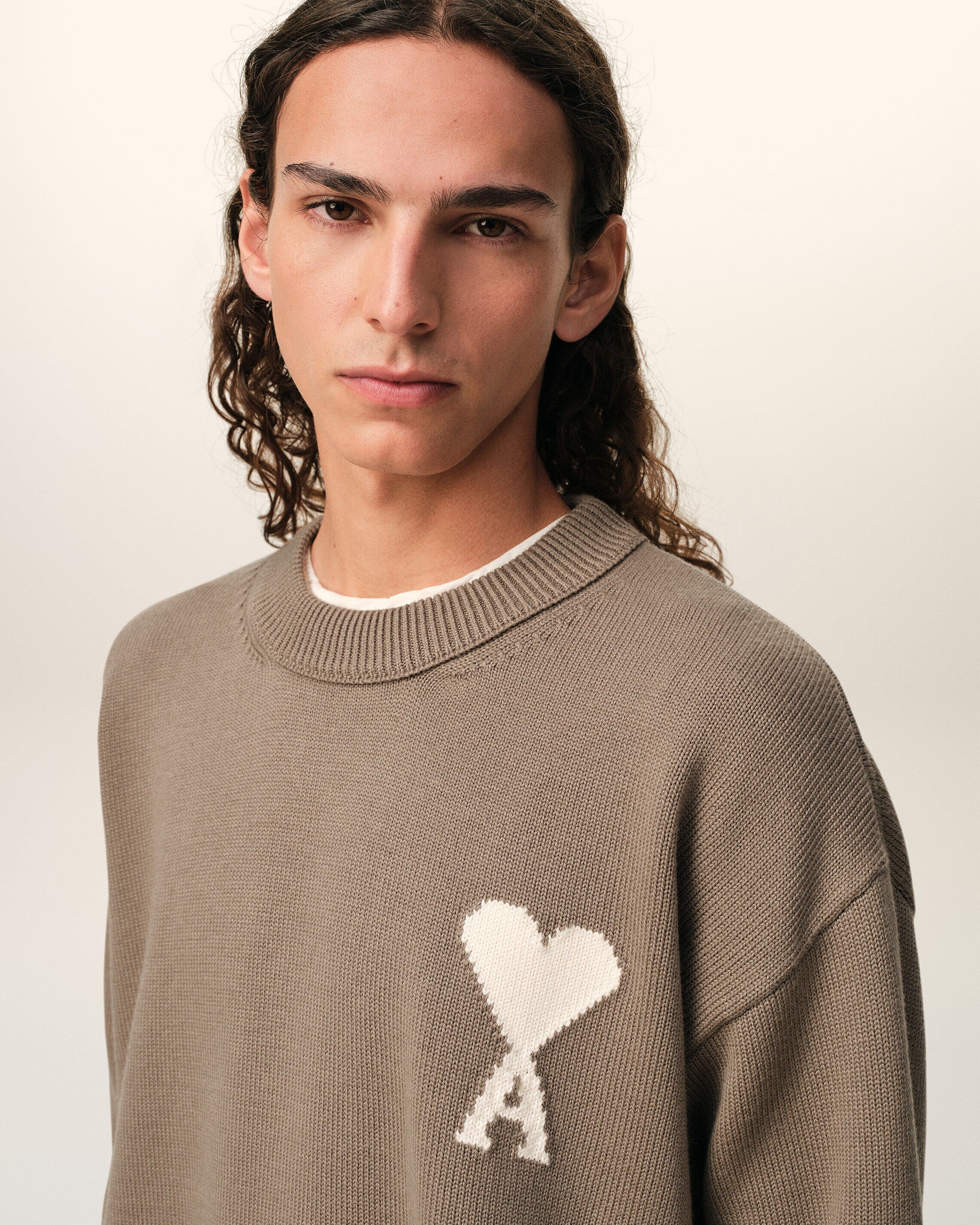 Pull Beige Col Rond Ami De Coeur en Laine Et Coton - Image 4
