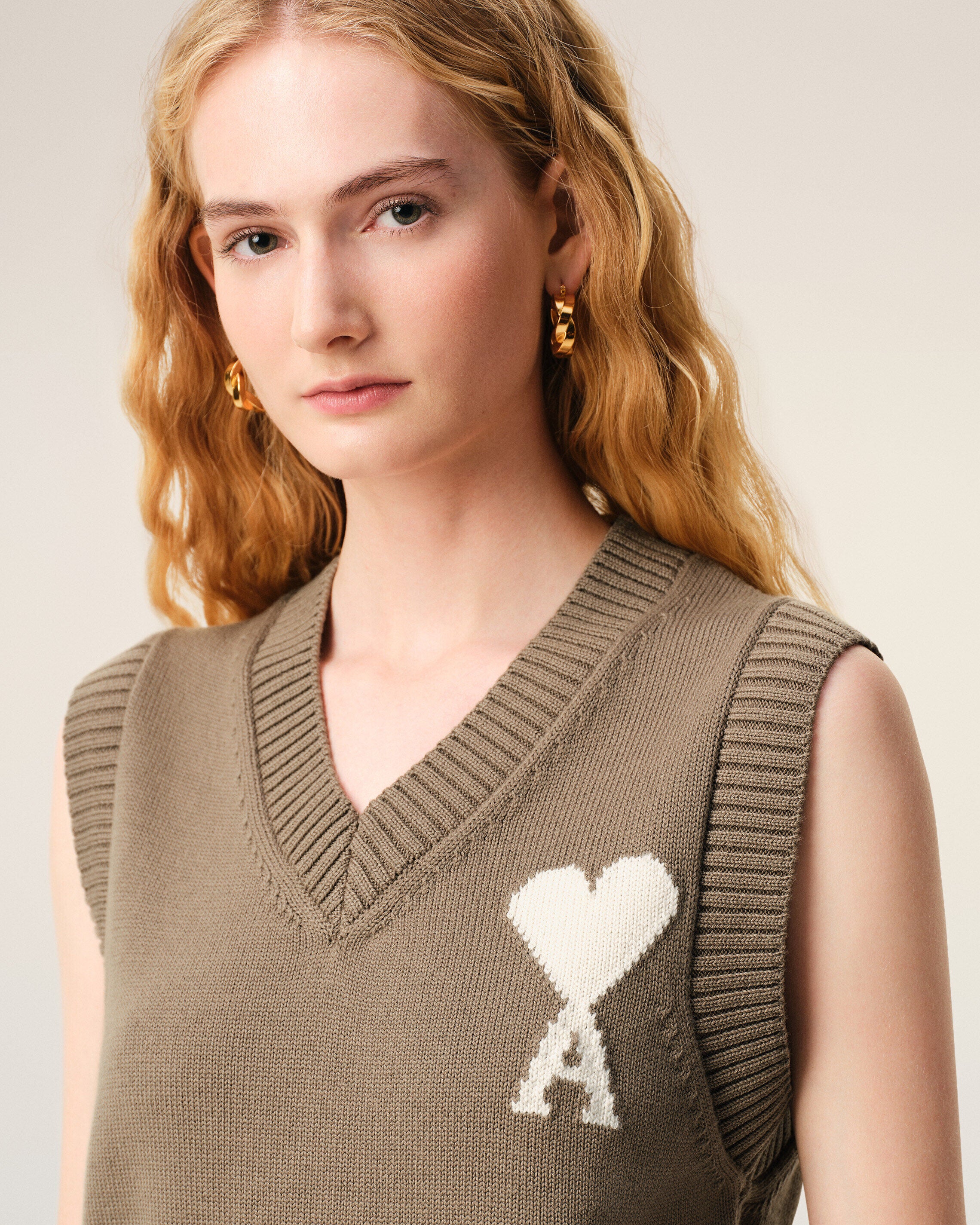 Pull Beige Sans Manches Ami De Coeur en Laine Et Coton - Image 10