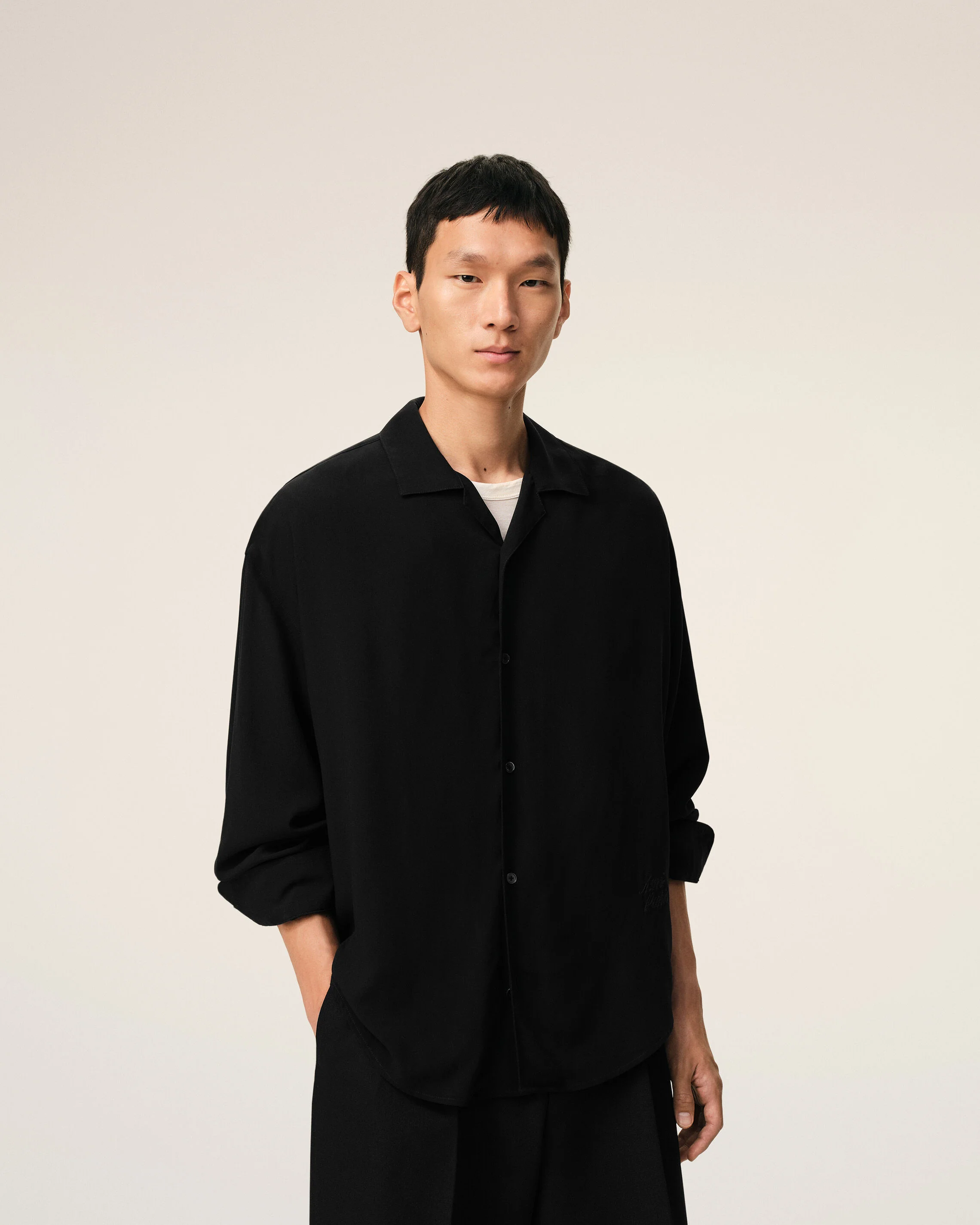 Chemise Boxy Noire Ami Paris Brodé - Image 3