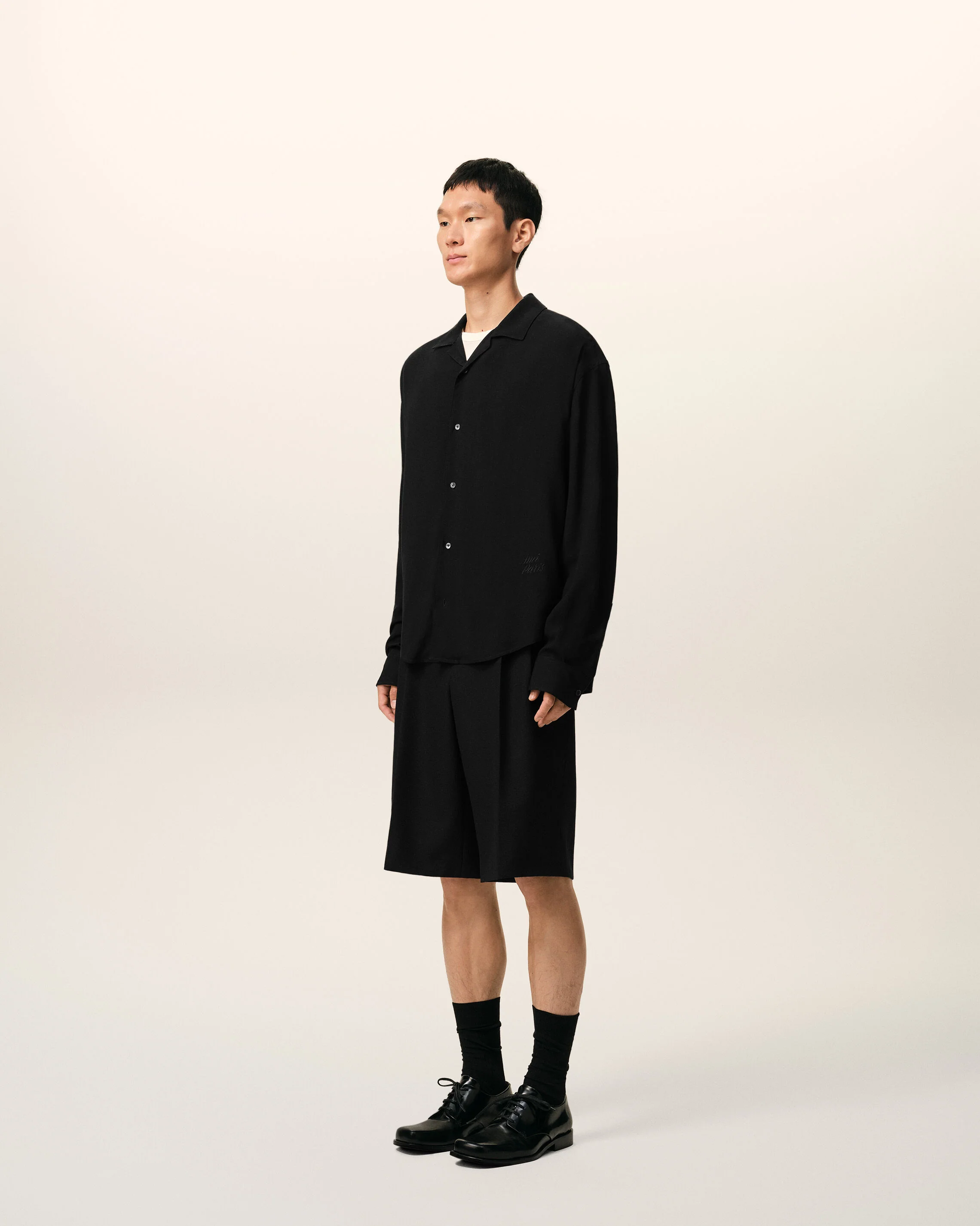 Chemise Boxy Noire Ami Paris Brodé - Image 6