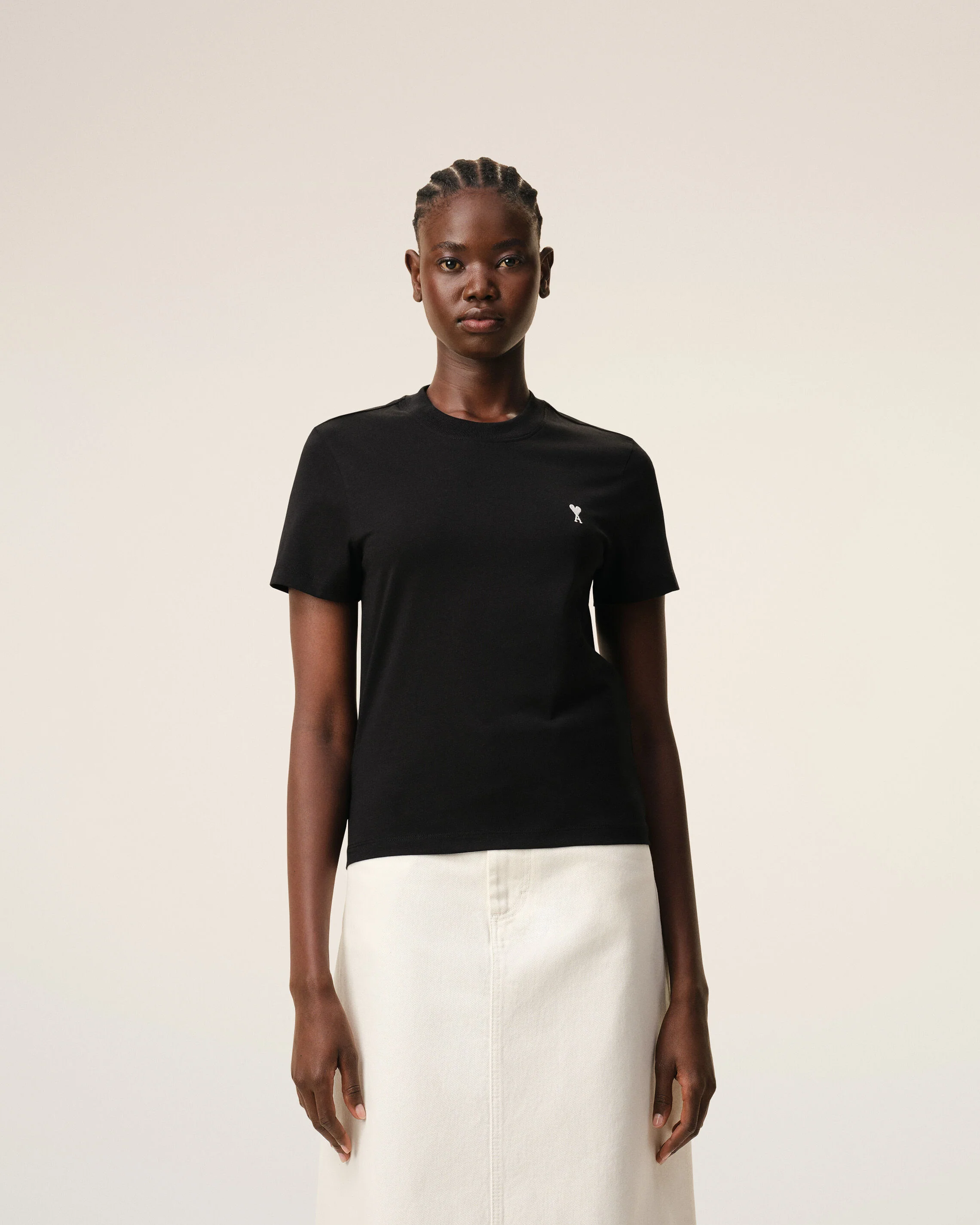 T-shirt Noir Ami De Coeur Court en Coton - Image 3