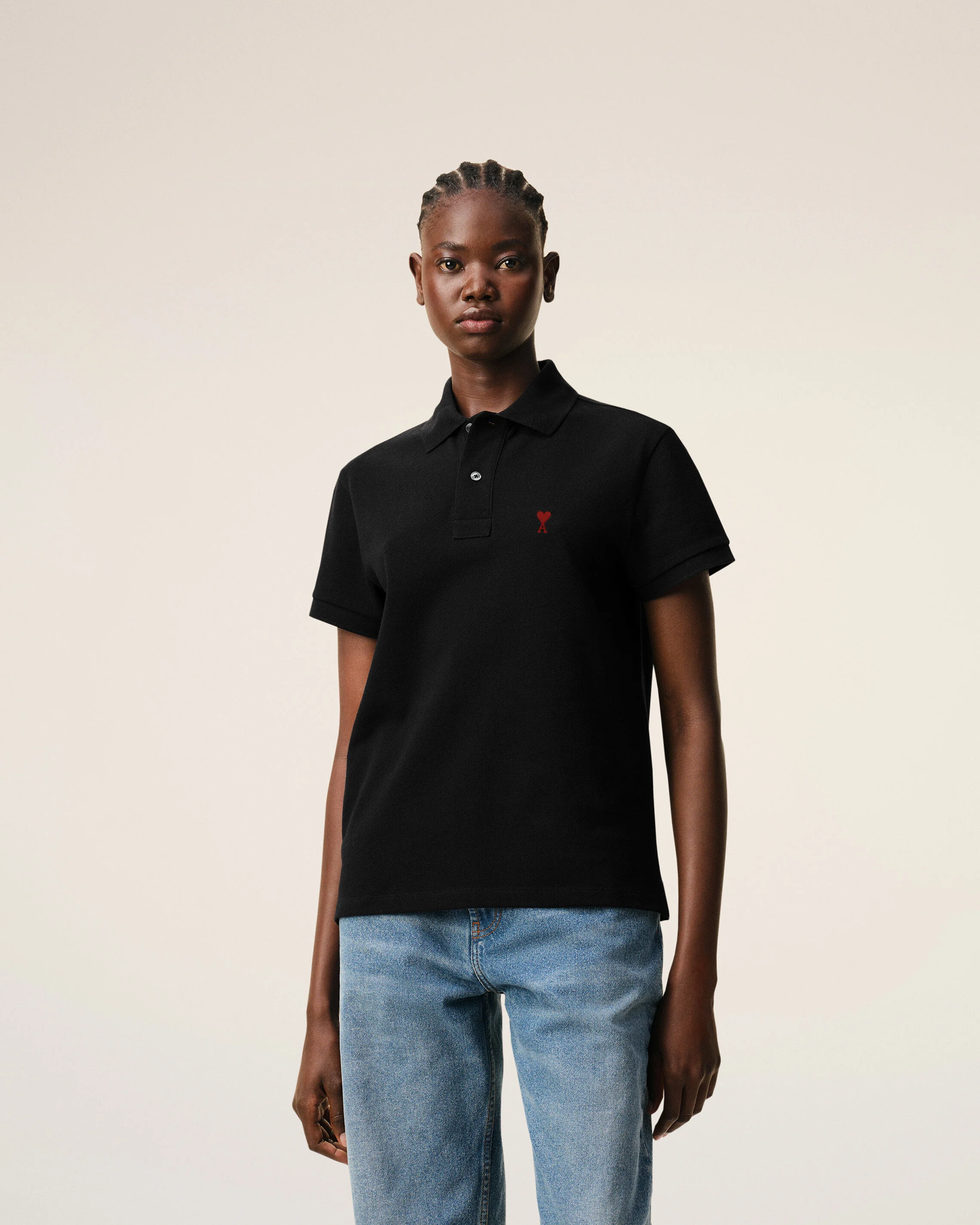 Polo noir en coton Ami de Coeur - Image 9