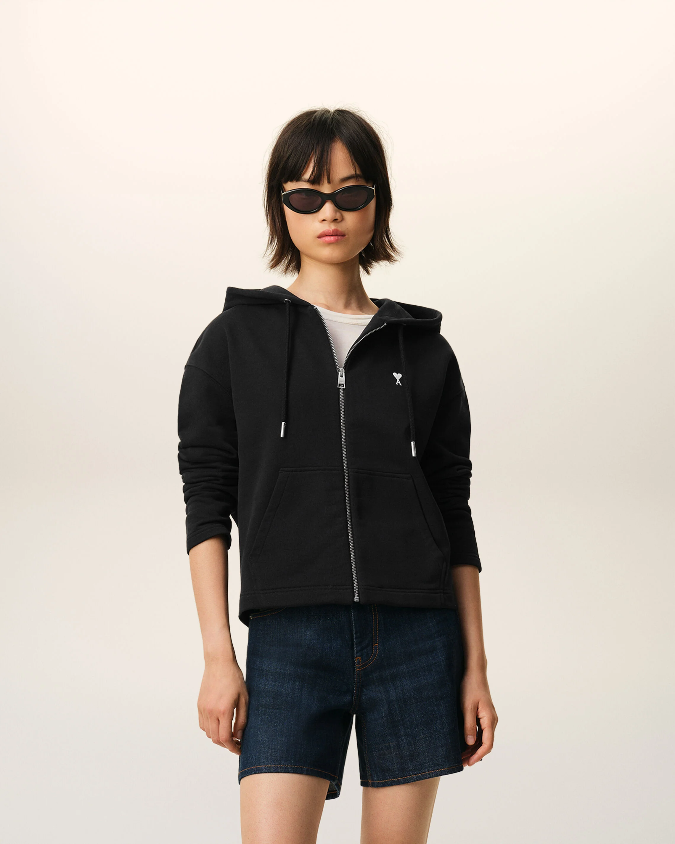 Hoodie Zippé Noir Ami De Coeur en Coton - Image 2