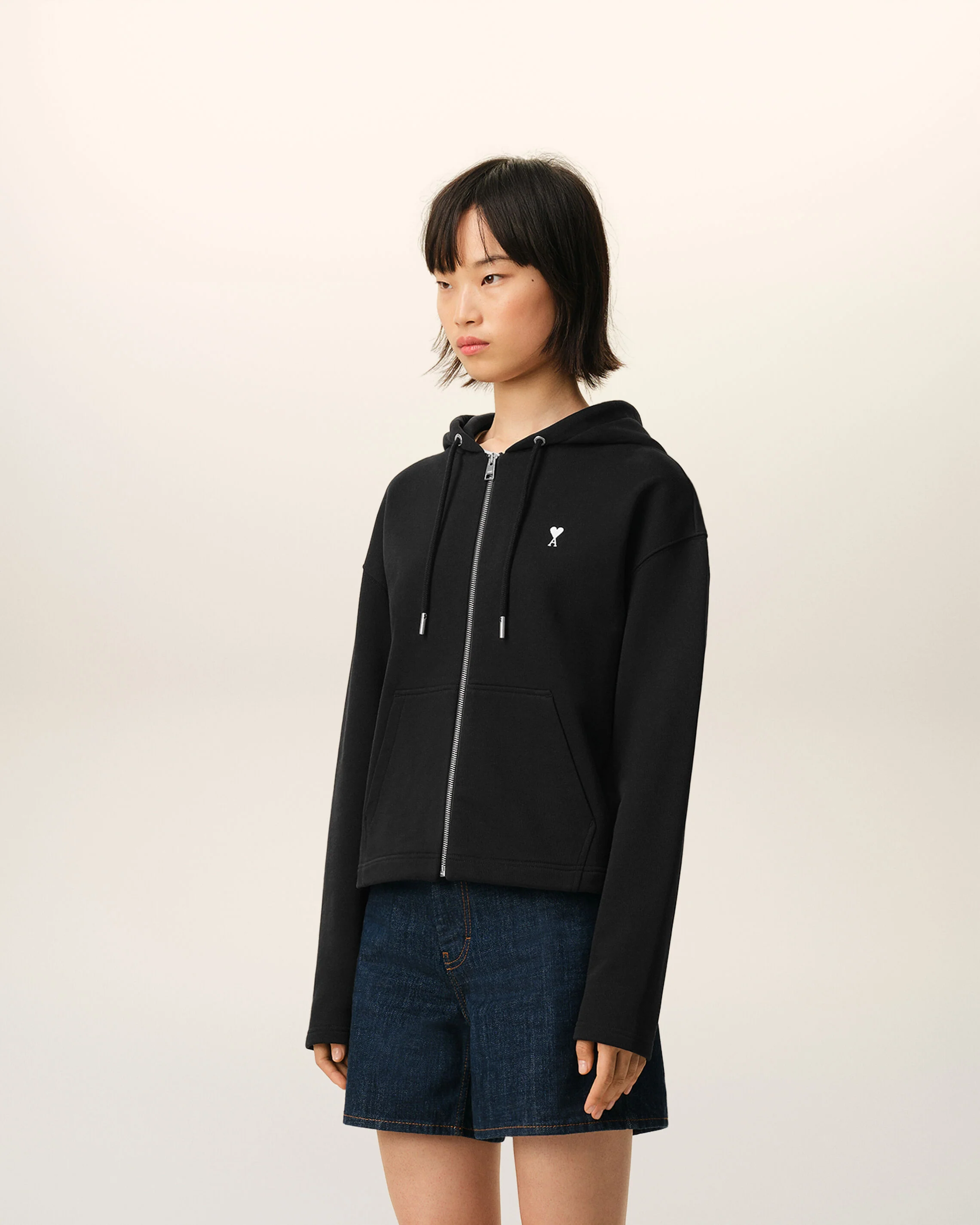 Hoodie Zippé Noir Ami De Coeur en Coton - Image 6