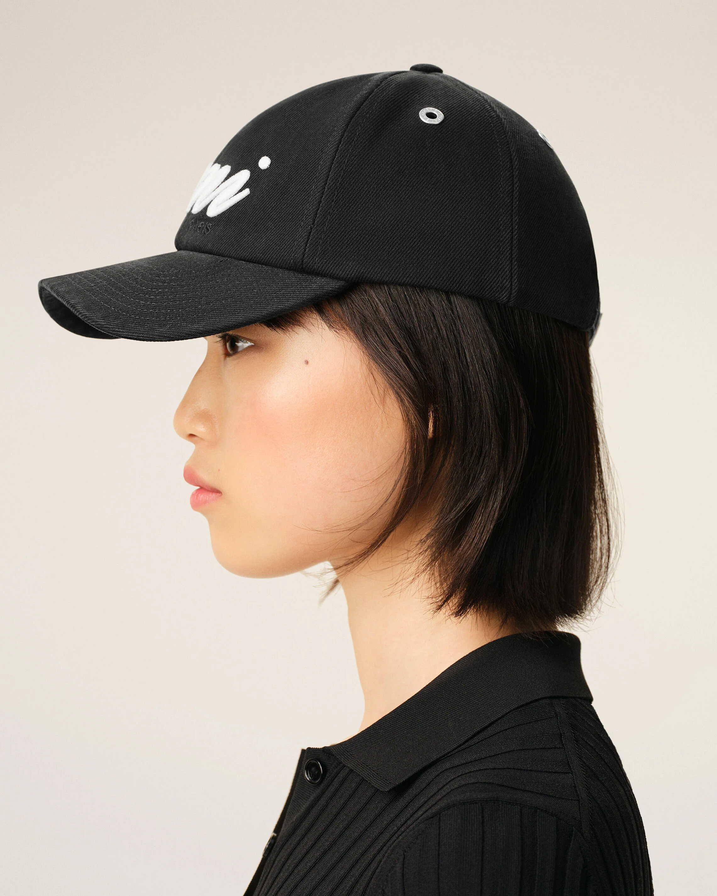 Casquette Noire Empiècement Feutré Ami en Coton - Image 11