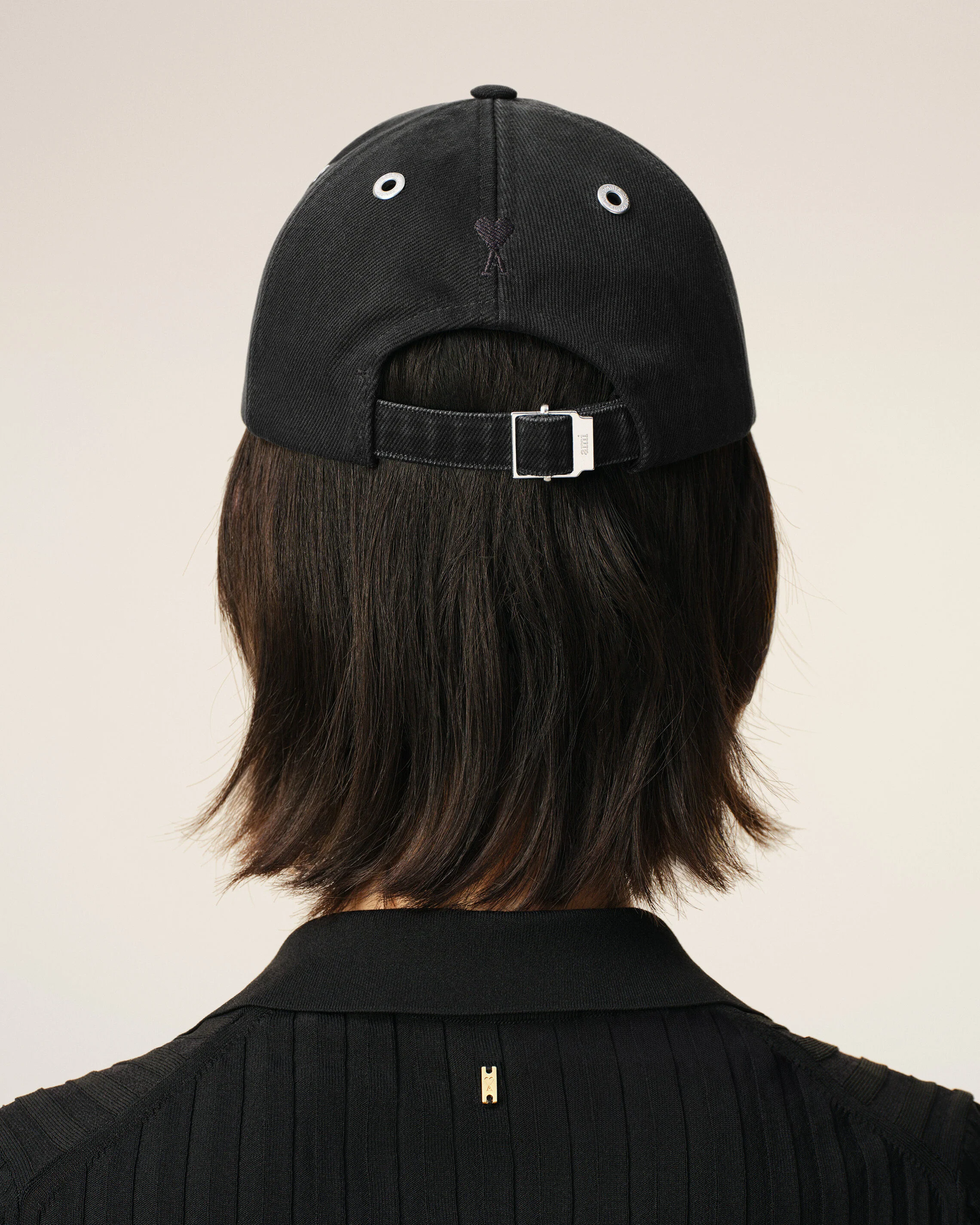 Casquette Noire Empiècement Feutré Ami en Coton - Image 12