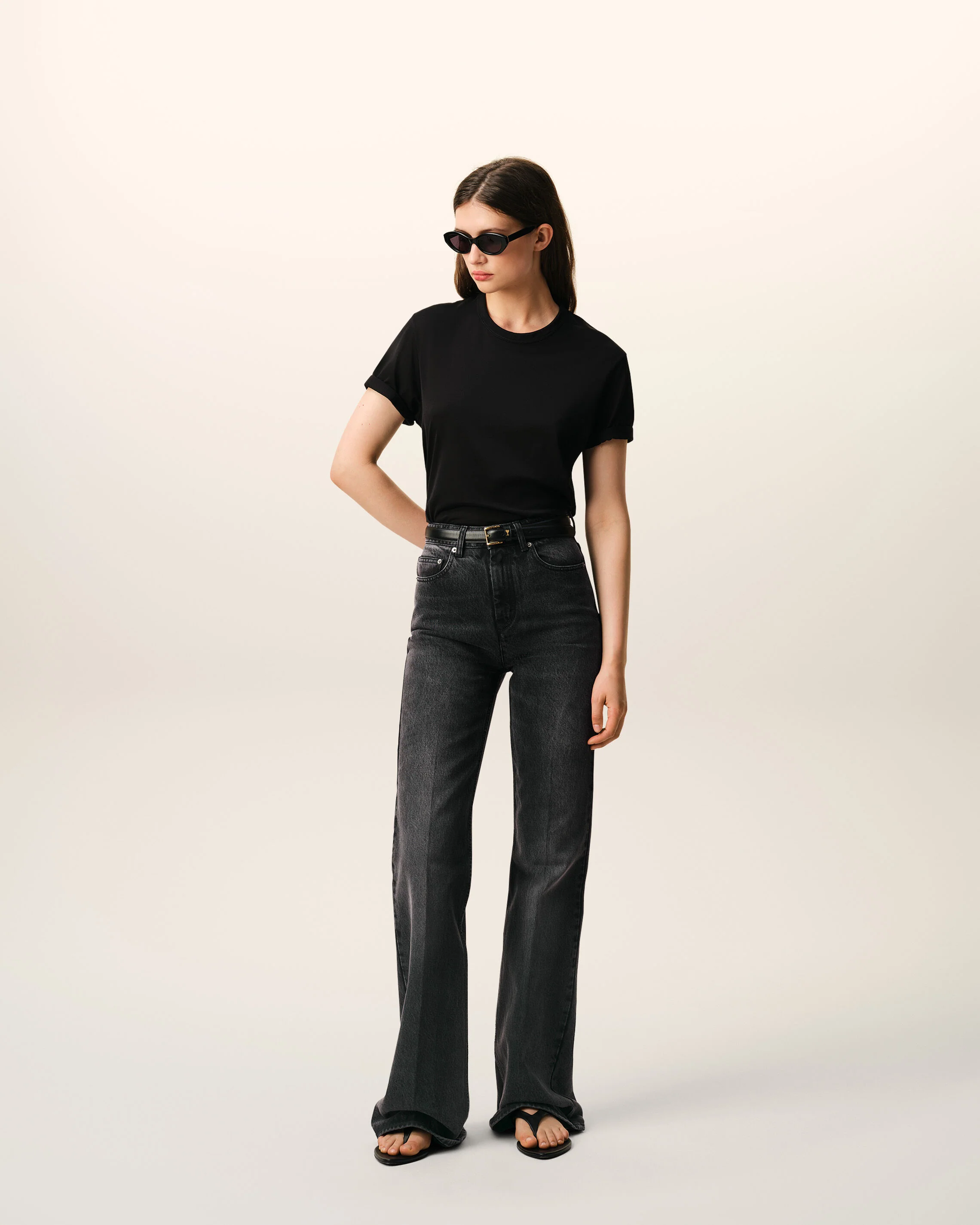 Jean Noir Coupe Flare en Coton - Image 2