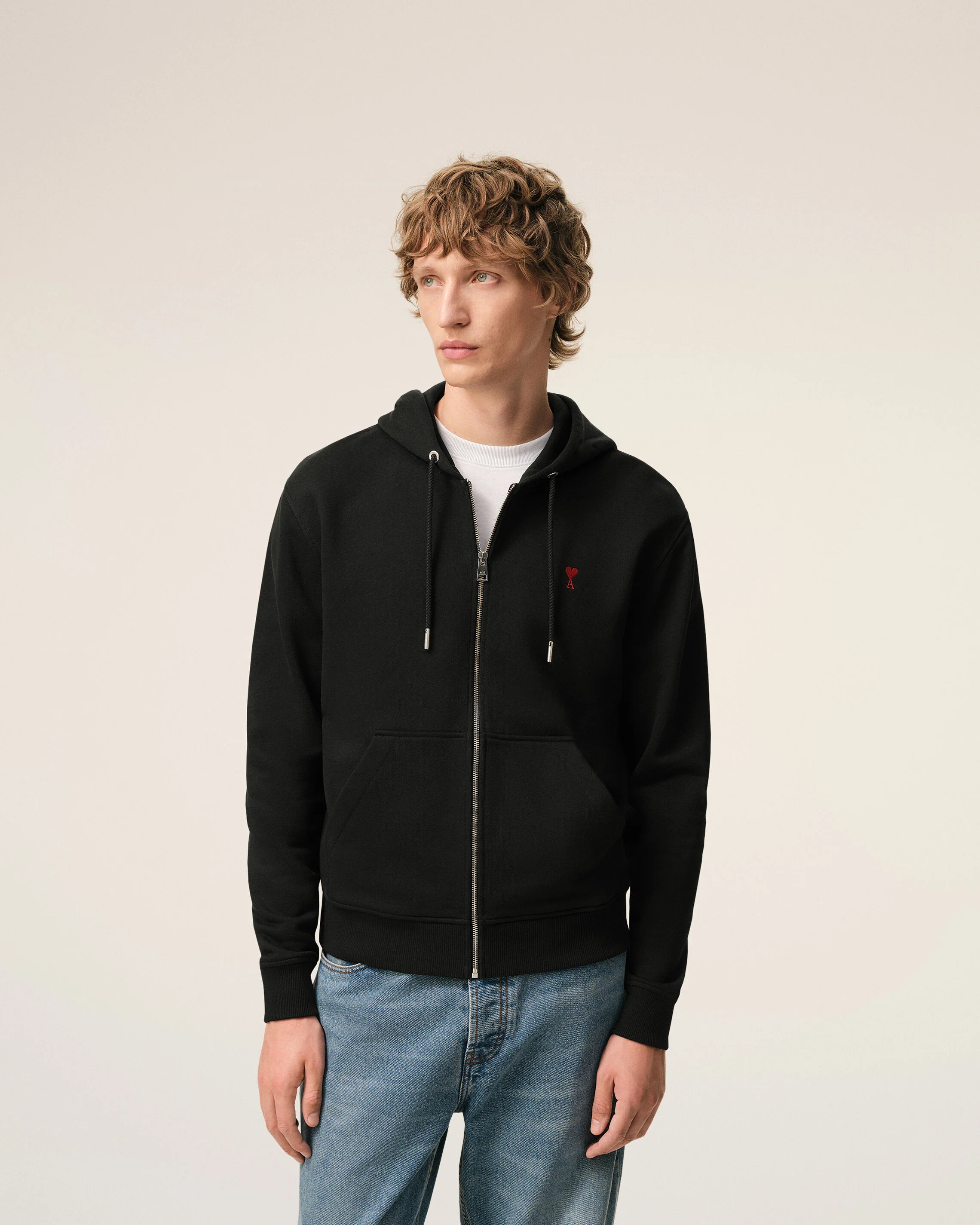 Hoodie noir zippé en coton Ami de Coeur - Image 3