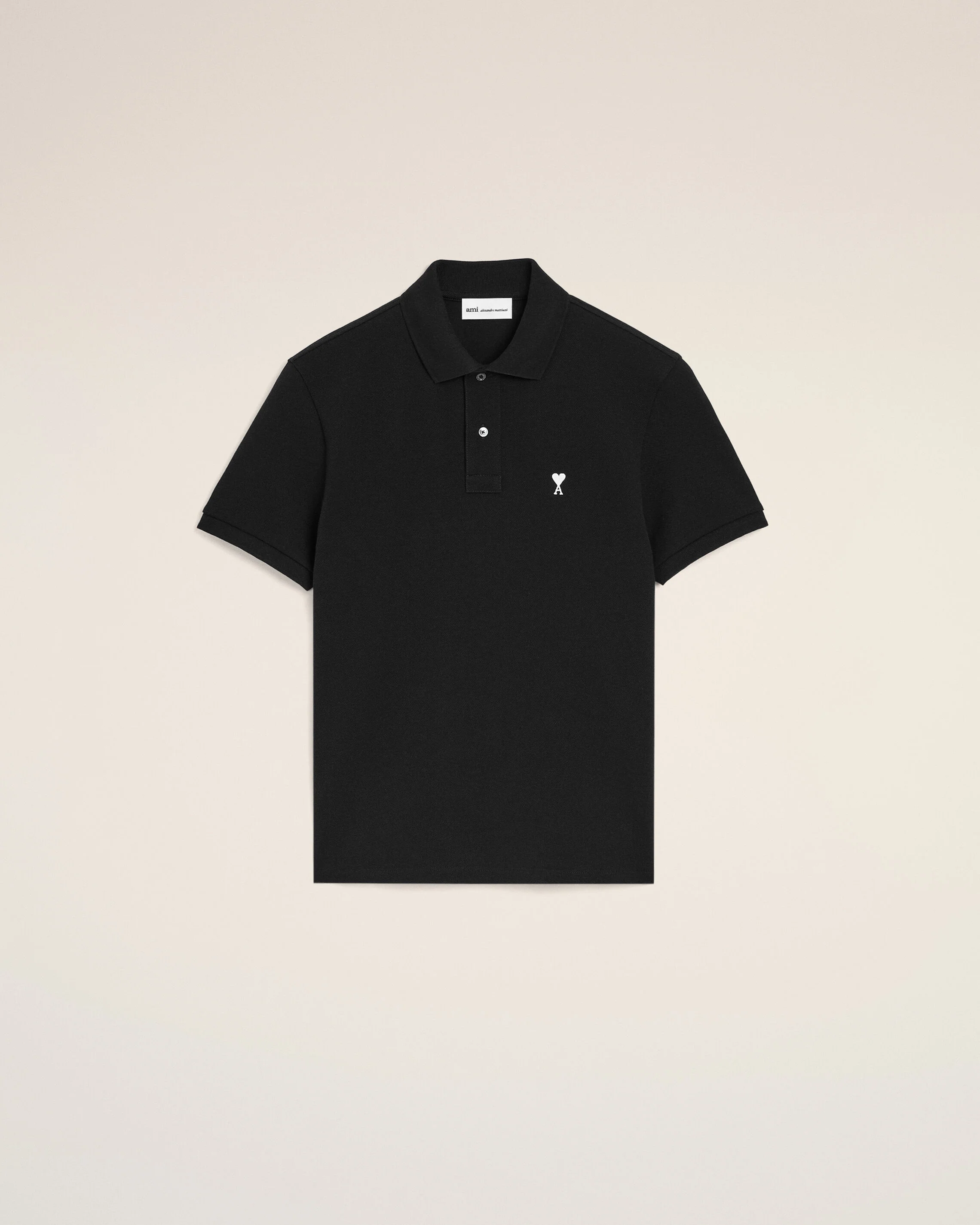 Polo Noir Manches Courtes Ami De Coeur en Coton