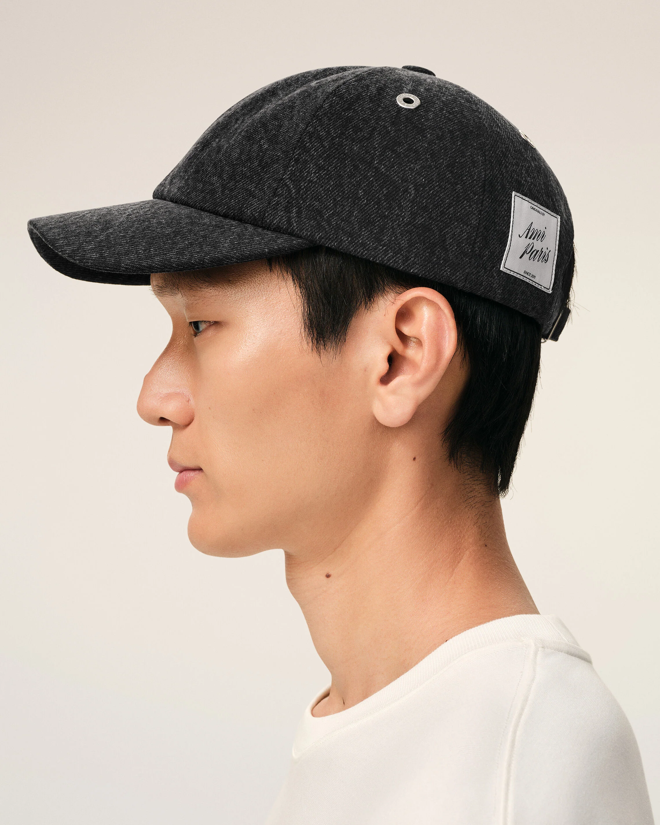 Casquette Noire Empiècement Côté Ami Paris en Denim - Image 5