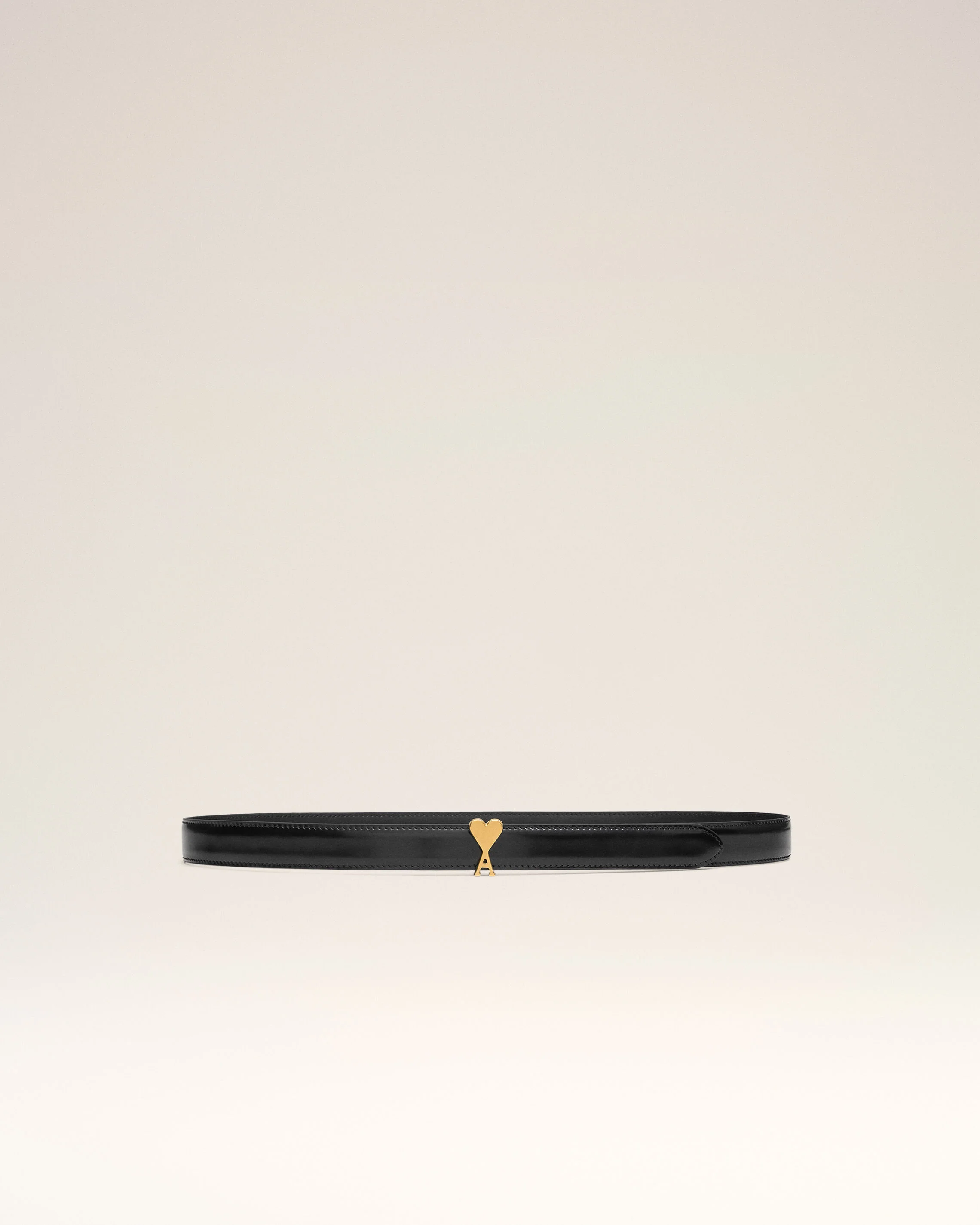 Ceinture Boucle Ami De Coeur Noire en Cuir De Veau