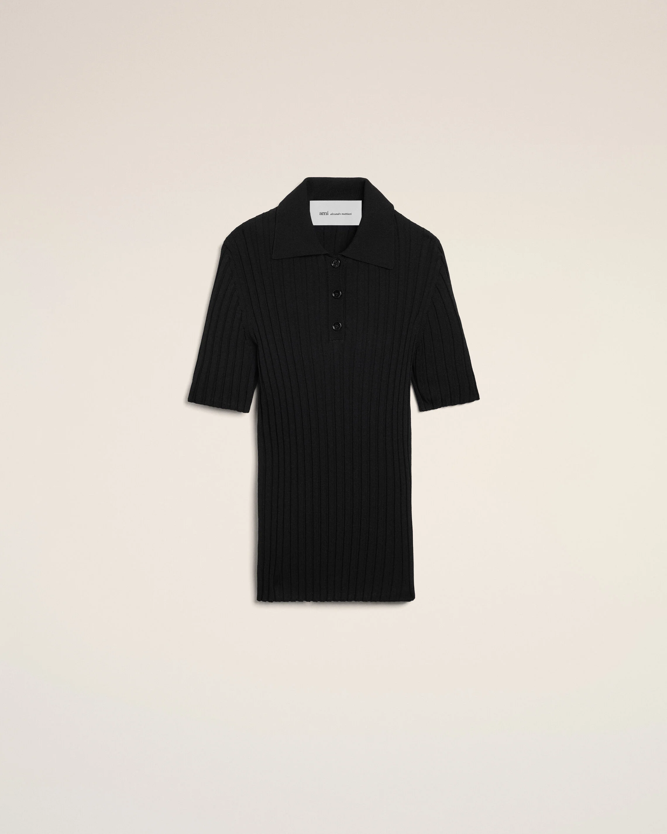 Polo Noir Manches Courtes en Maille