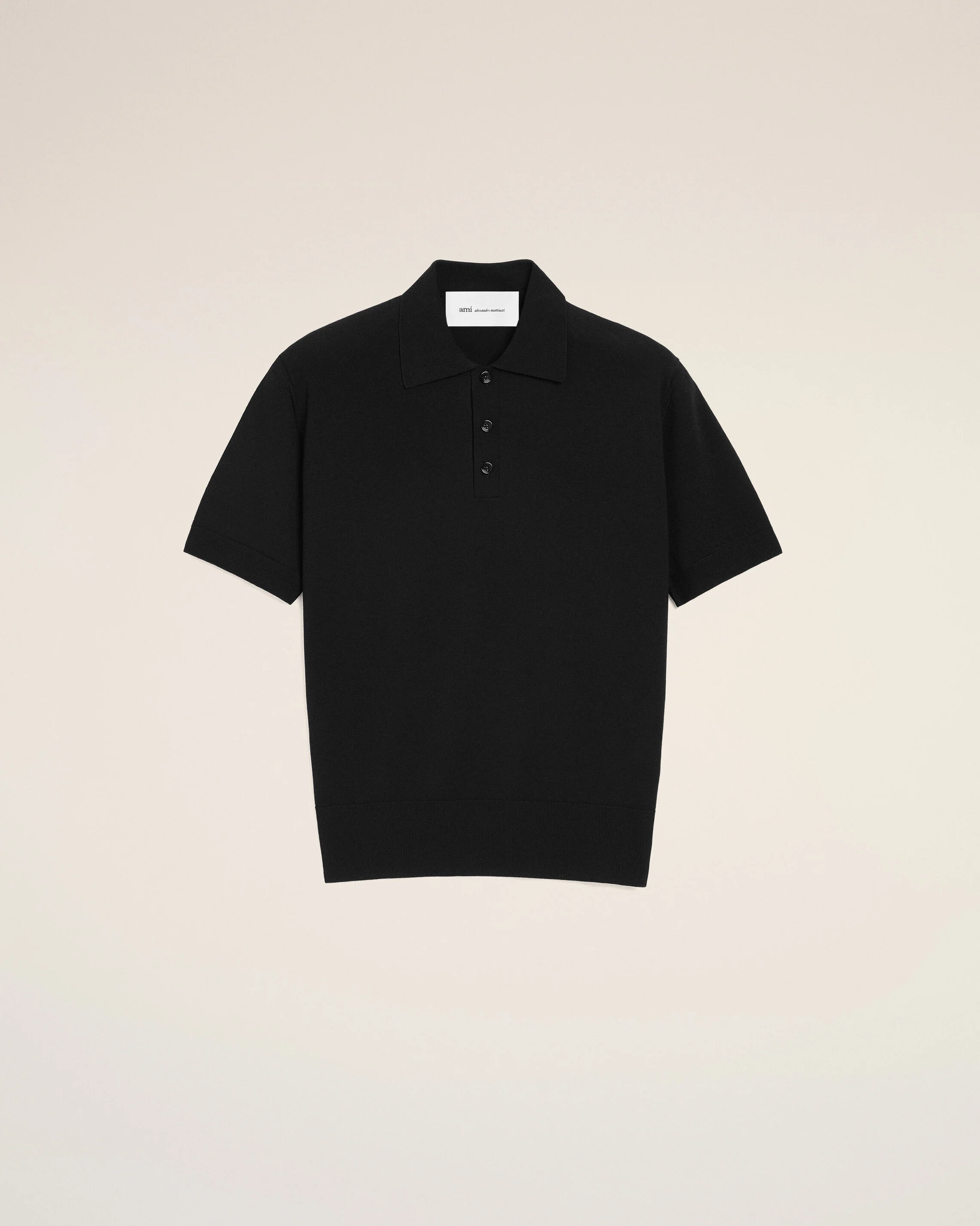 Polo Noir Manches Courtes en Maille