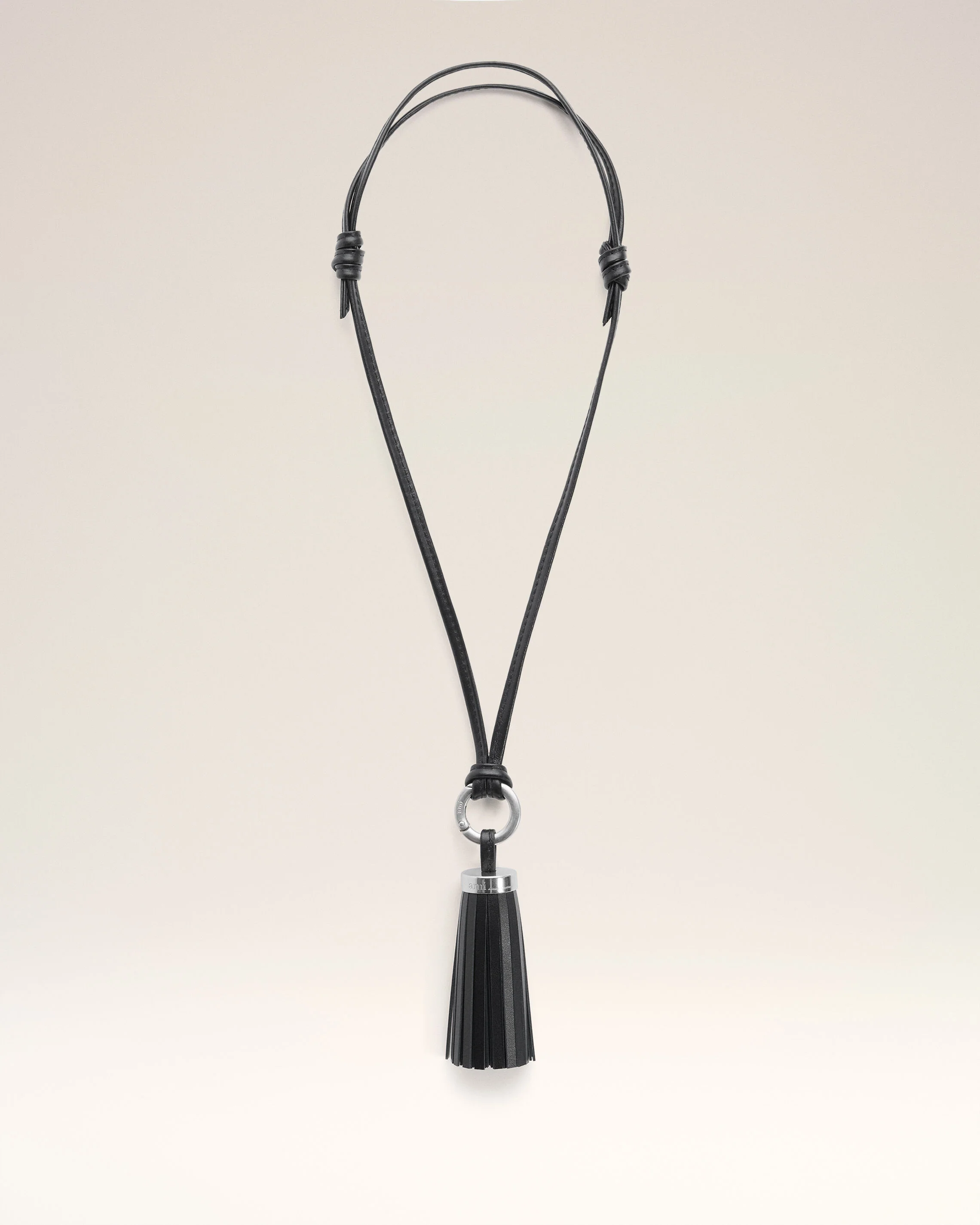 Porte Clés Noir Pompon Ami En Cuir Lisse - Image 3