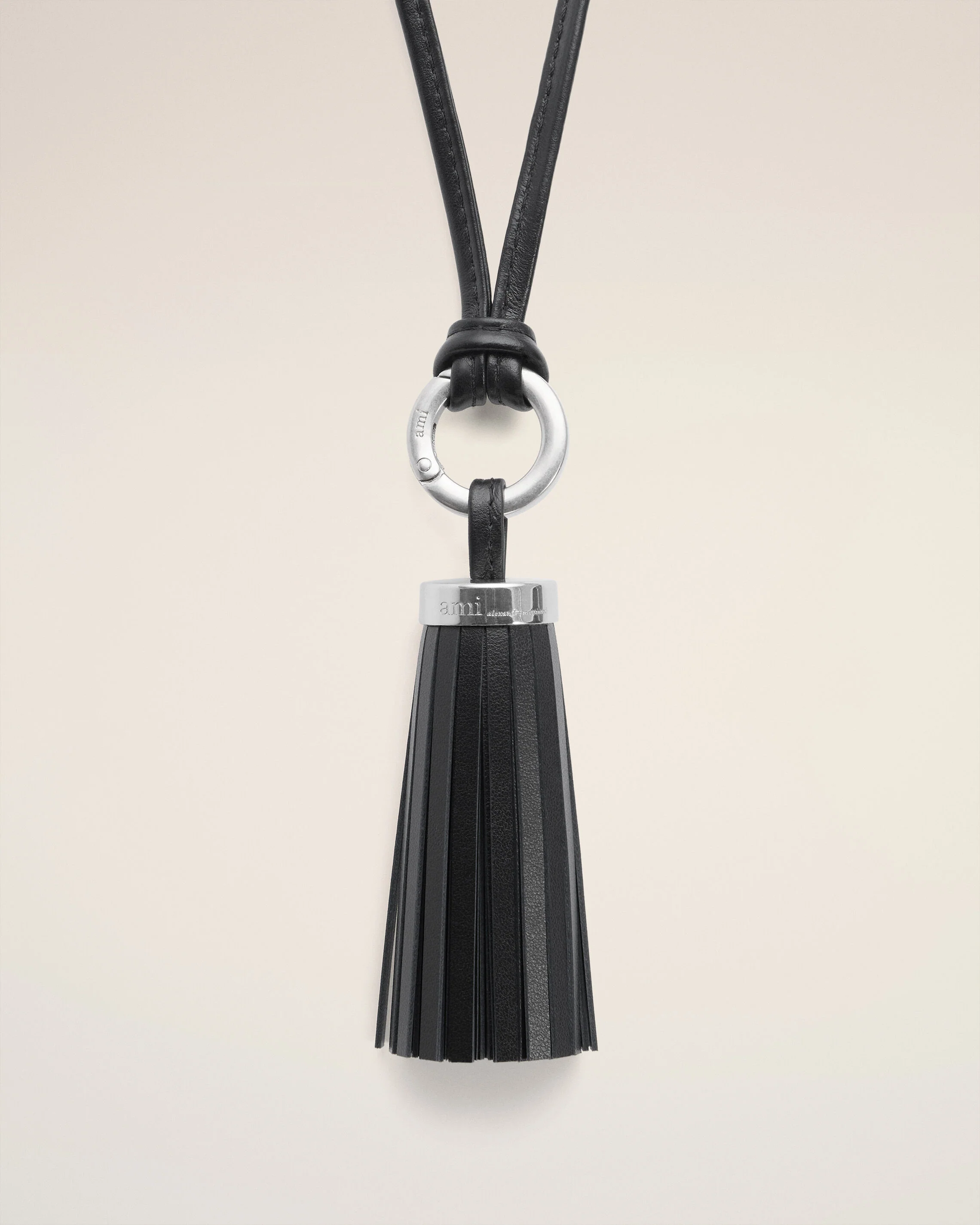 Porte Clés Noir Pompon Ami En Cuir Lisse - Image 4
