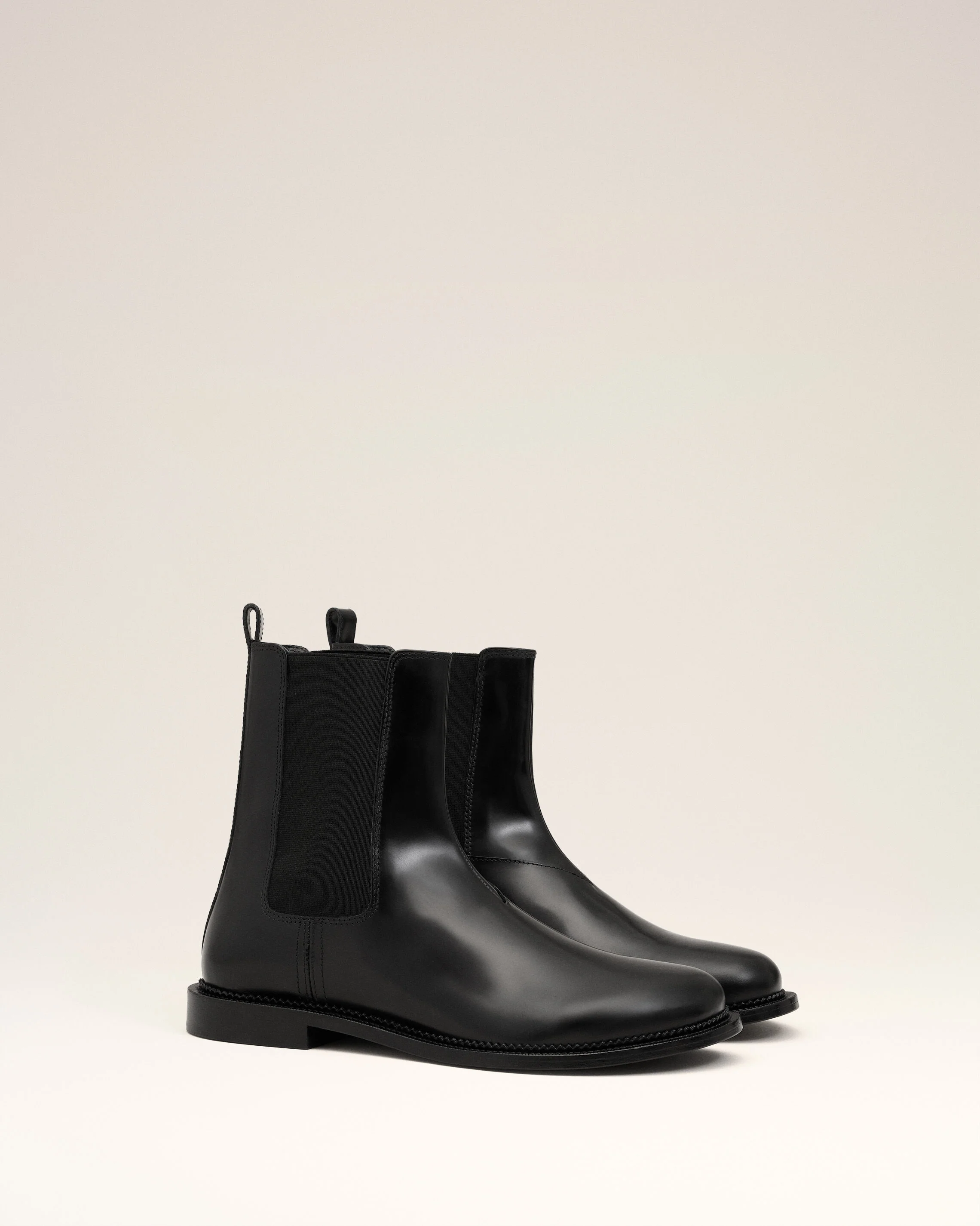 Bottines Chelsea Noires A Bout Anatomique En Cuir - Image 3