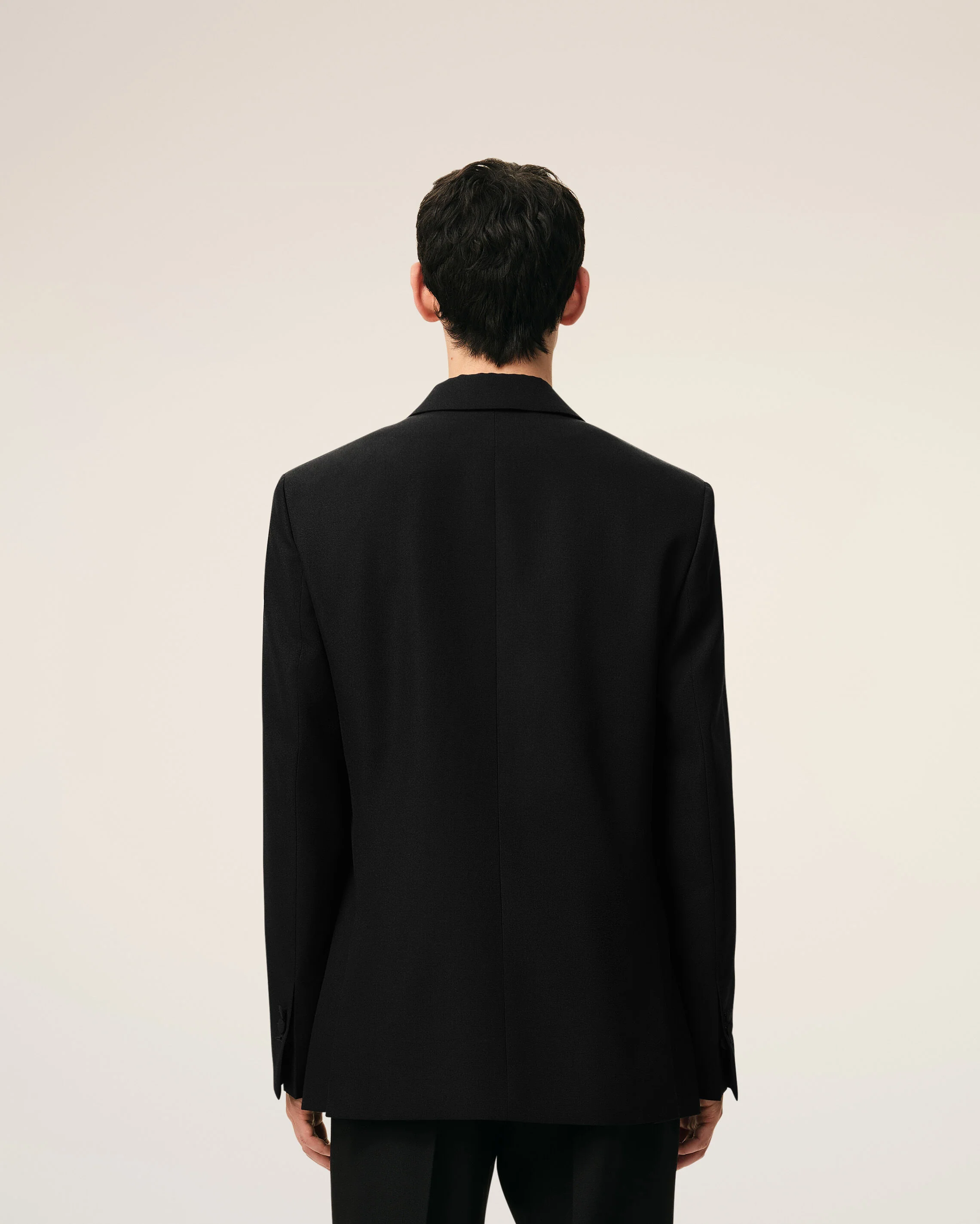 Veste Smocking Droite Double Boutonnage Noire en Laine Vierge - Image 4