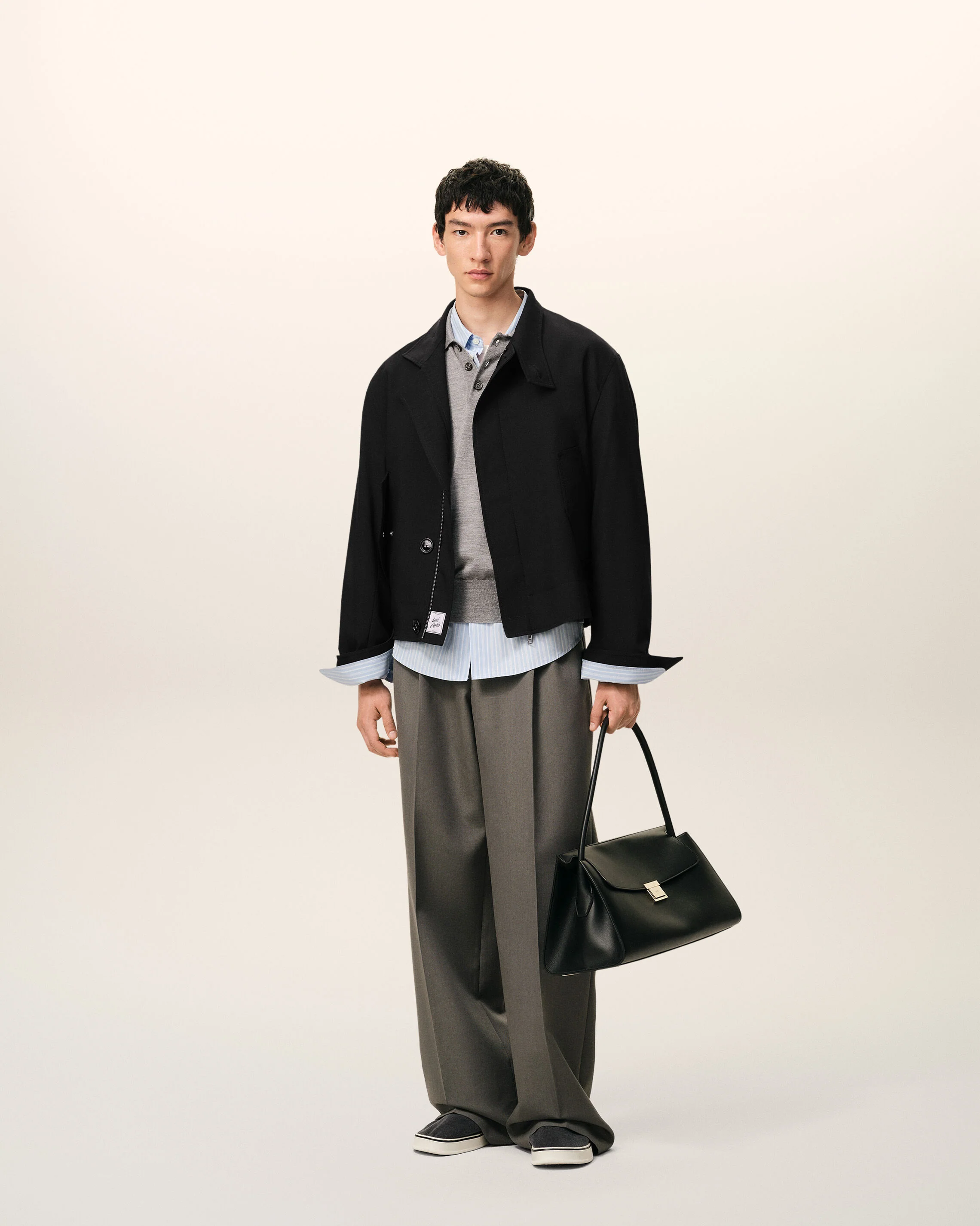 Veste Harrington Noire en Laine Vierge - Image 2