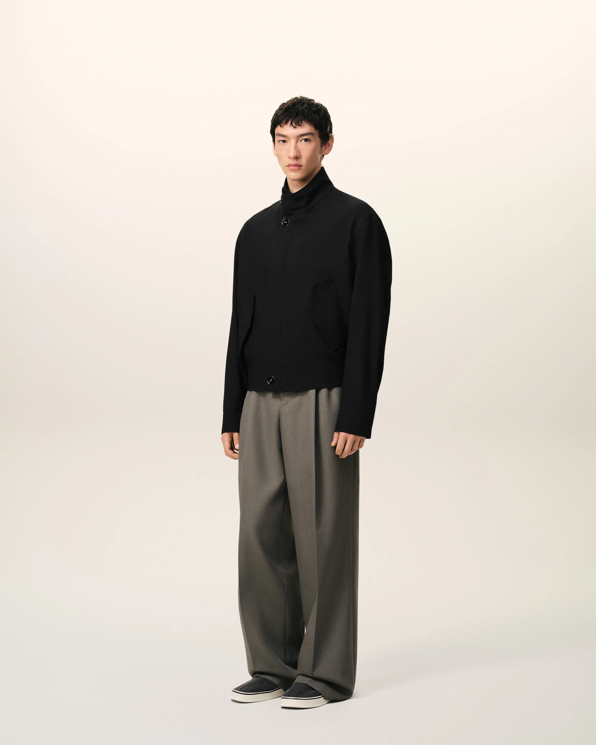 Veste Harrington Noire en Laine Vierge - Image 6