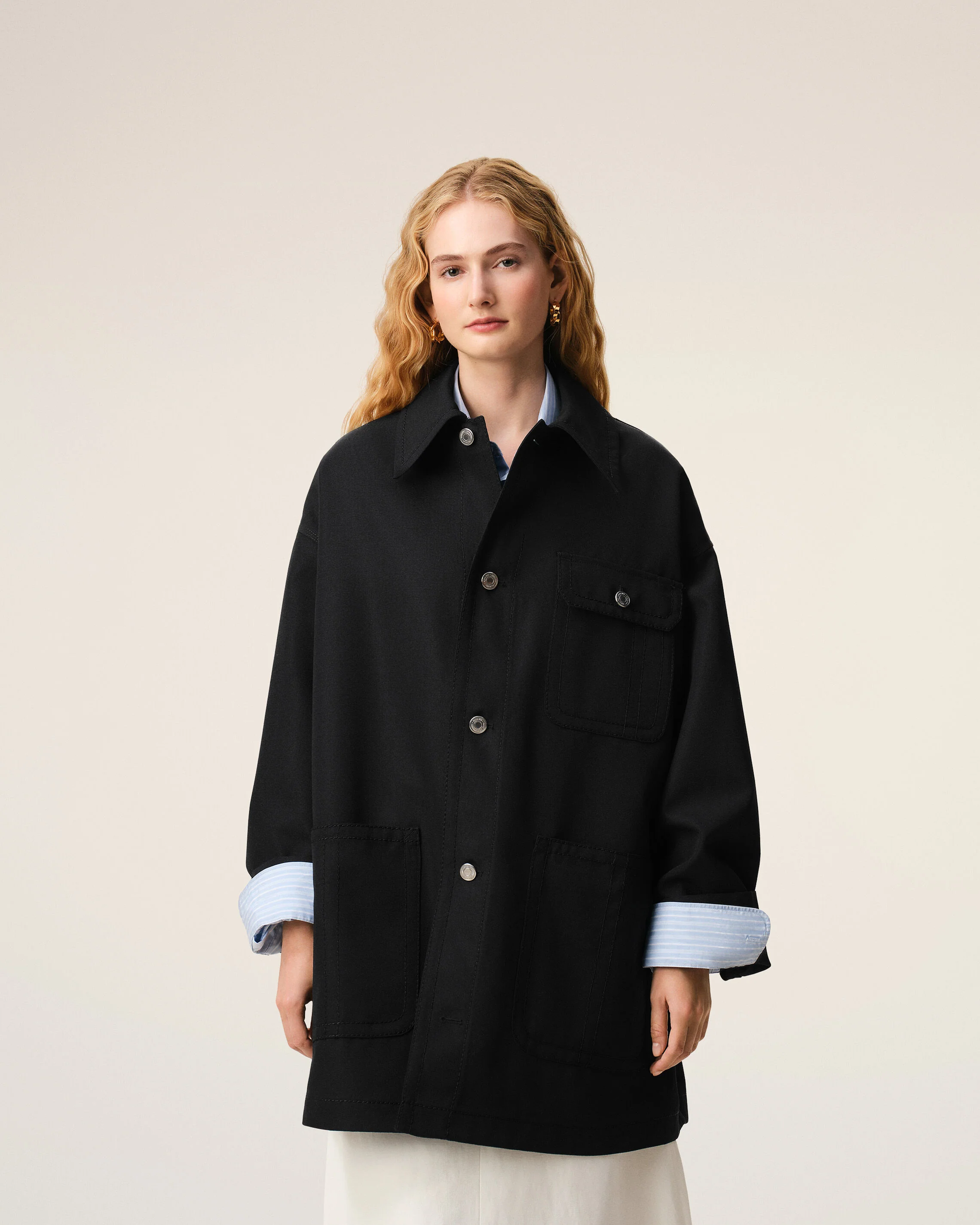 Veste Noire Worker en Laine Vierge - Image 10