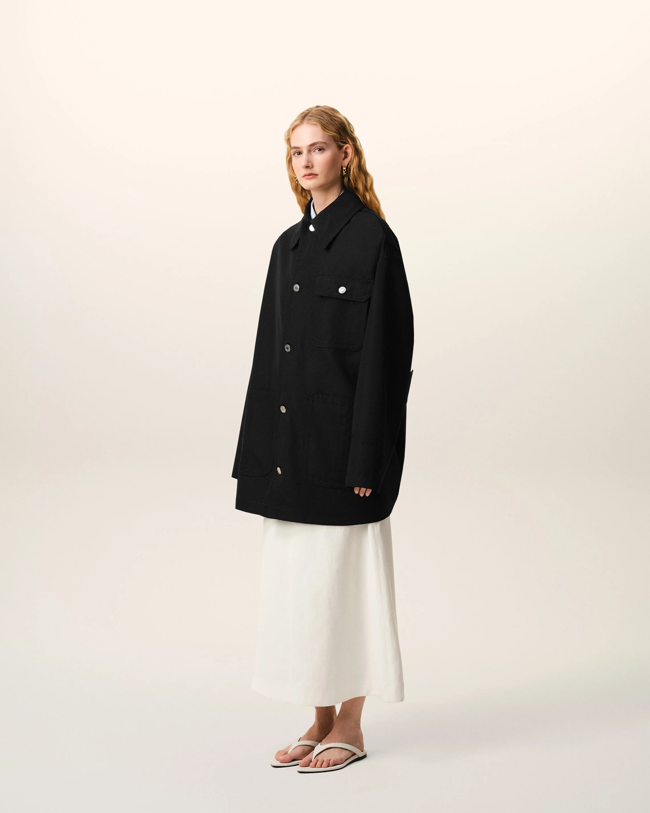 Veste Noire Worker en Laine Vierge - Image 13