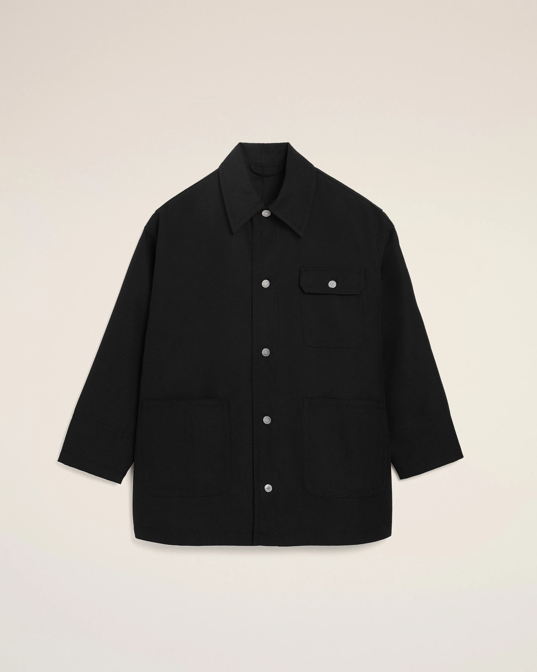Veste Noire Worker en Laine Vierge - Image 8