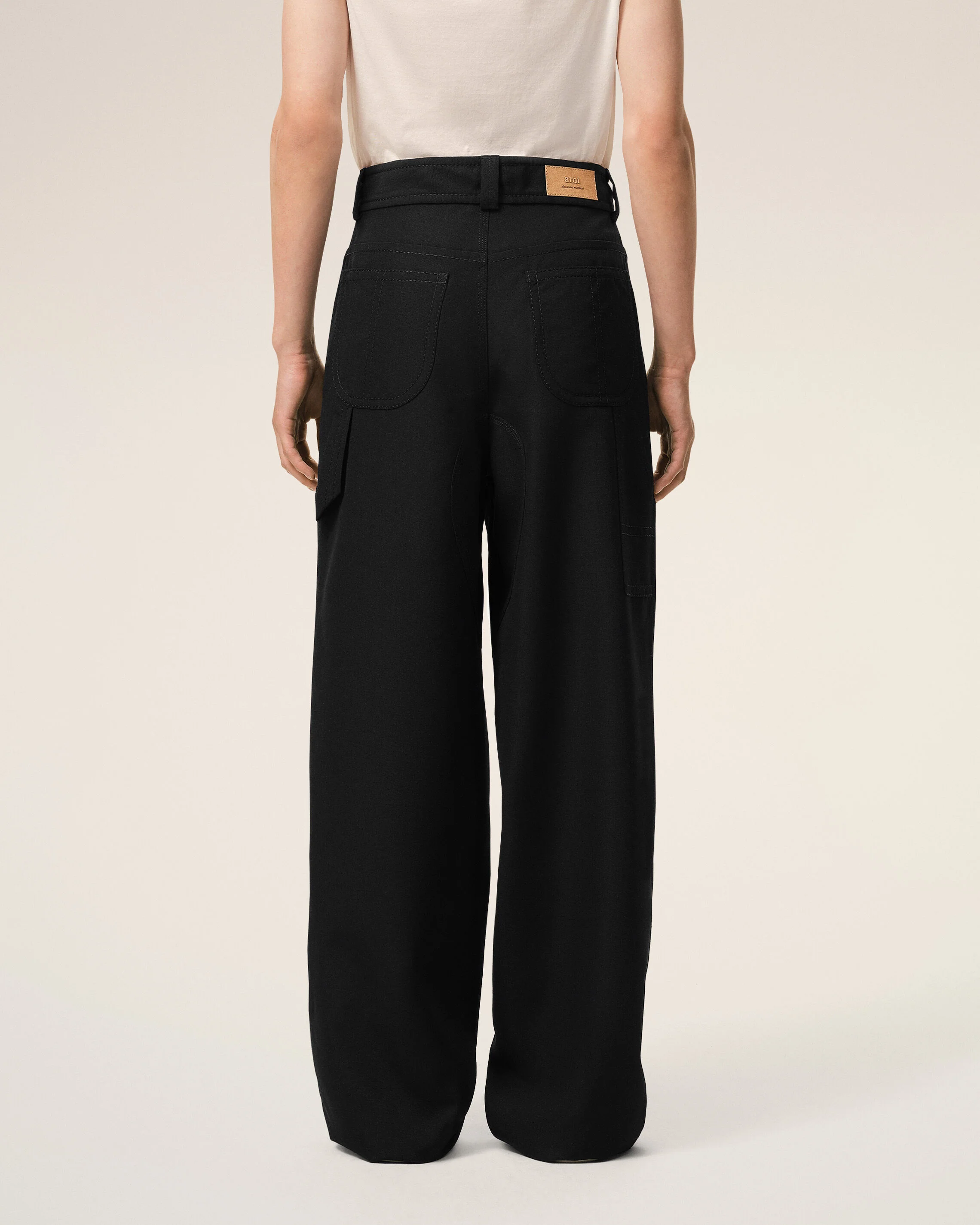 Pantalon Worker Noir en Laine Vierge - Image 4