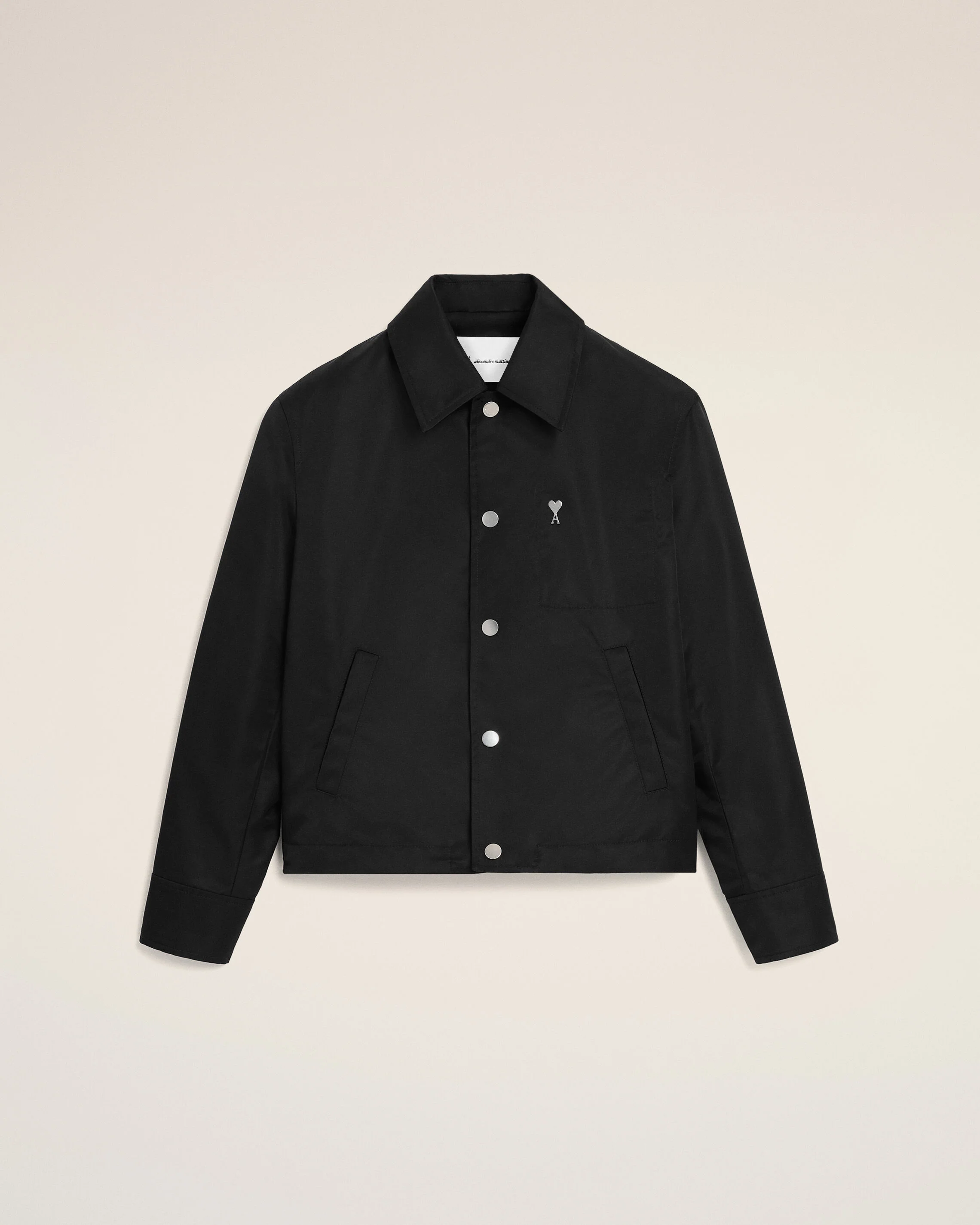 Blouson Noir Boutonné Rivet Ami De Coeur en Nylon