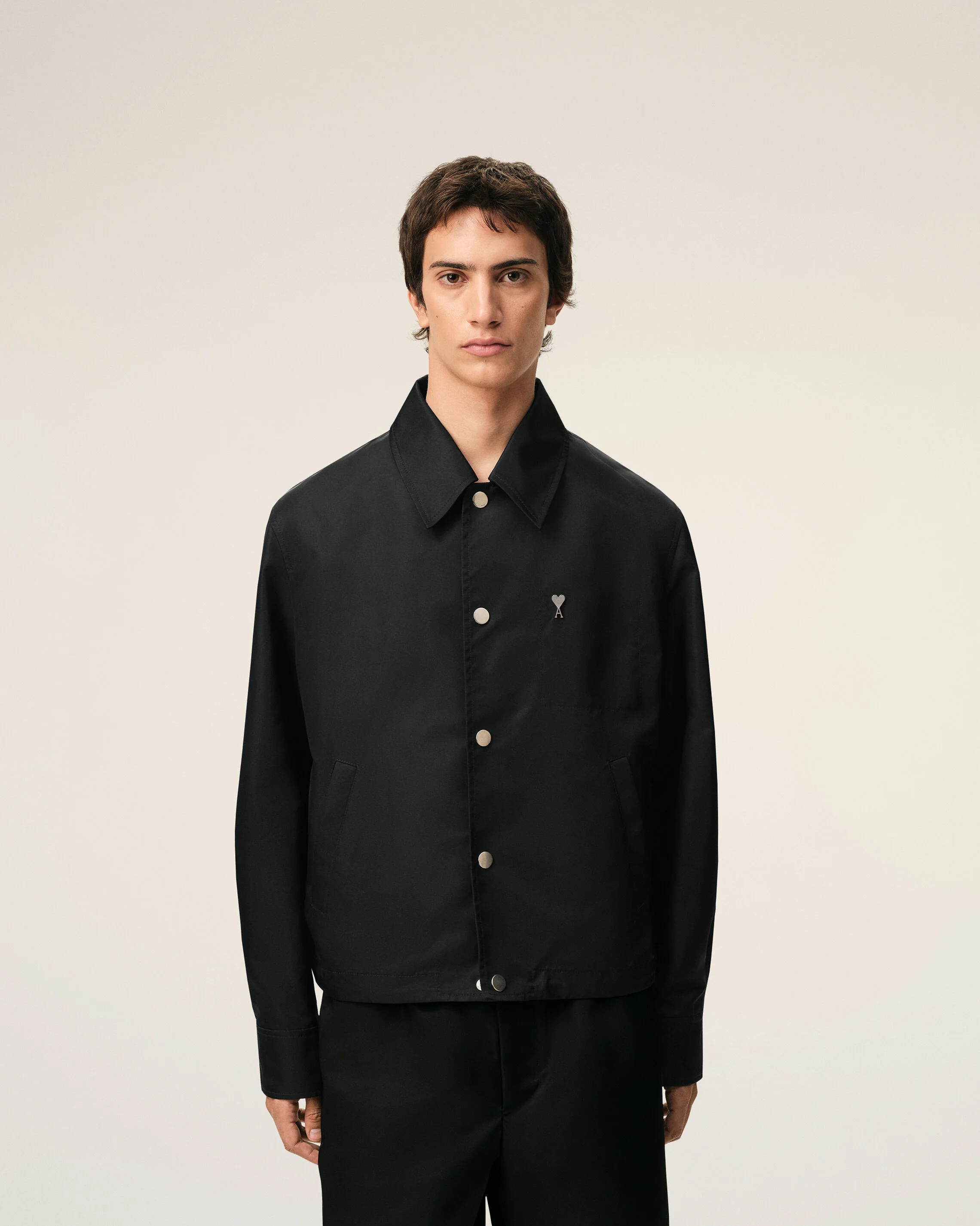 Blouson Noir Boutonné Rivet Ami De Coeur en Nylon - Image 3