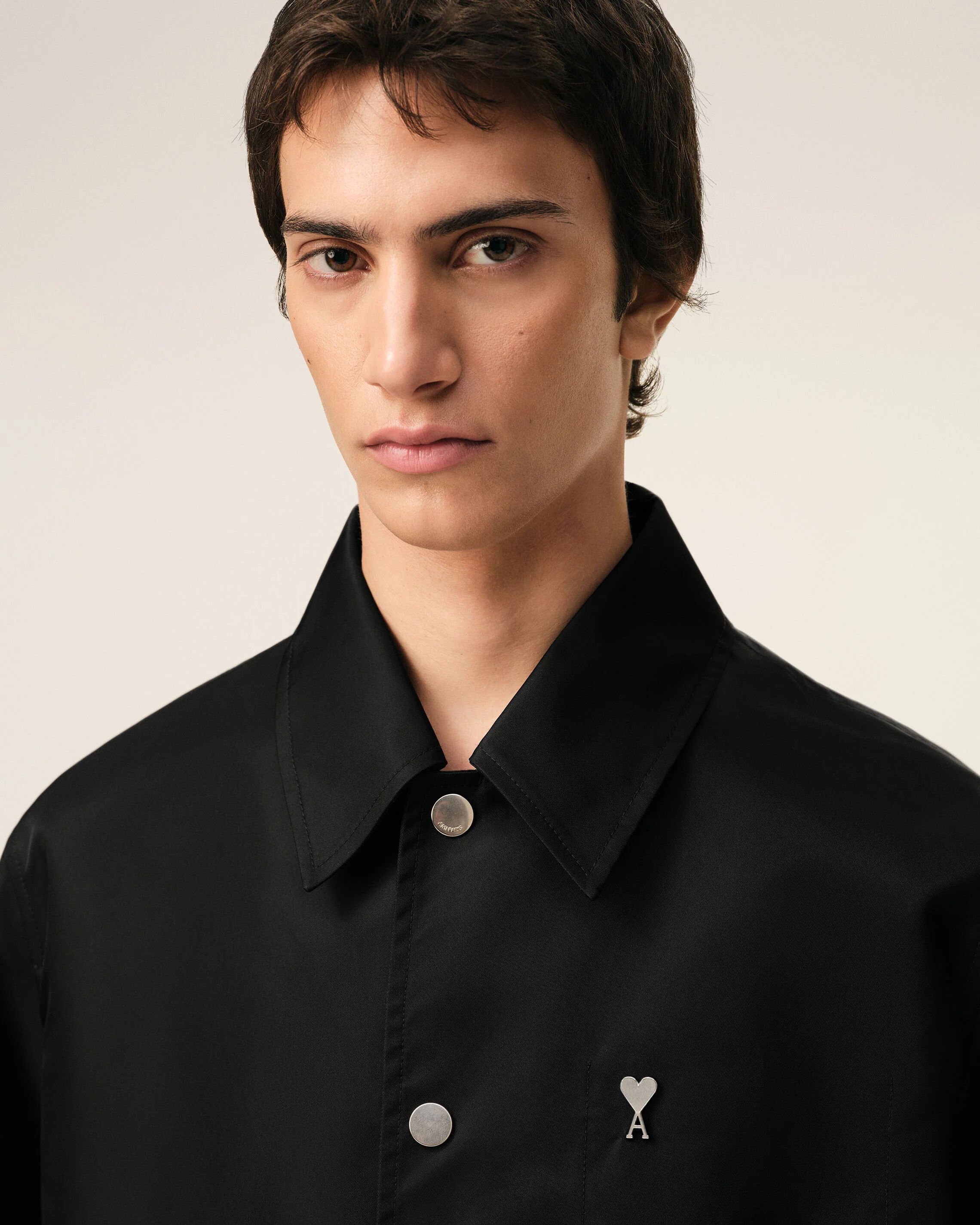 Blouson Noir Boutonné Rivet Ami De Coeur en Nylon - Image 4
