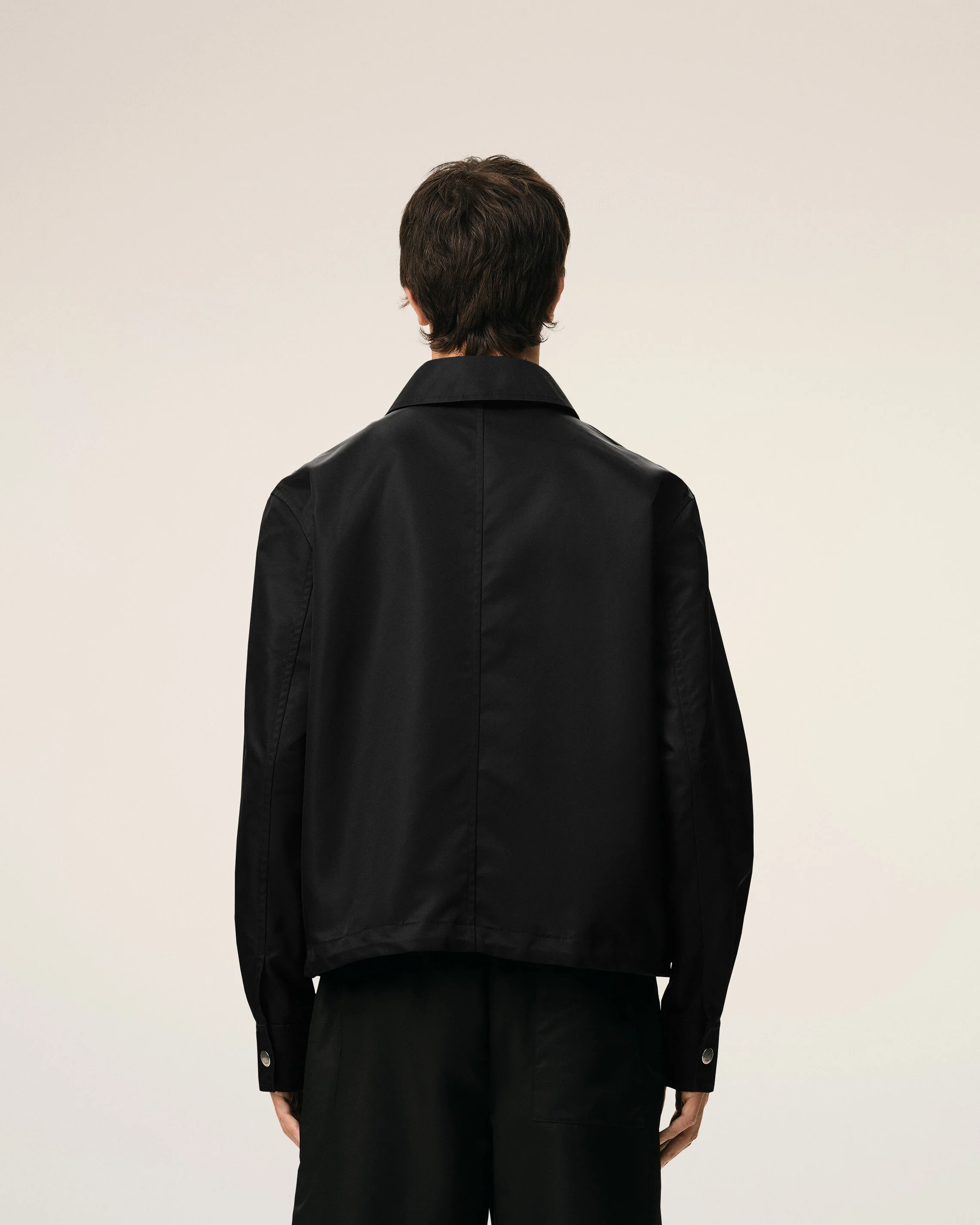 Blouson Noir Boutonné Rivet Ami De Coeur en Nylon - Image 5