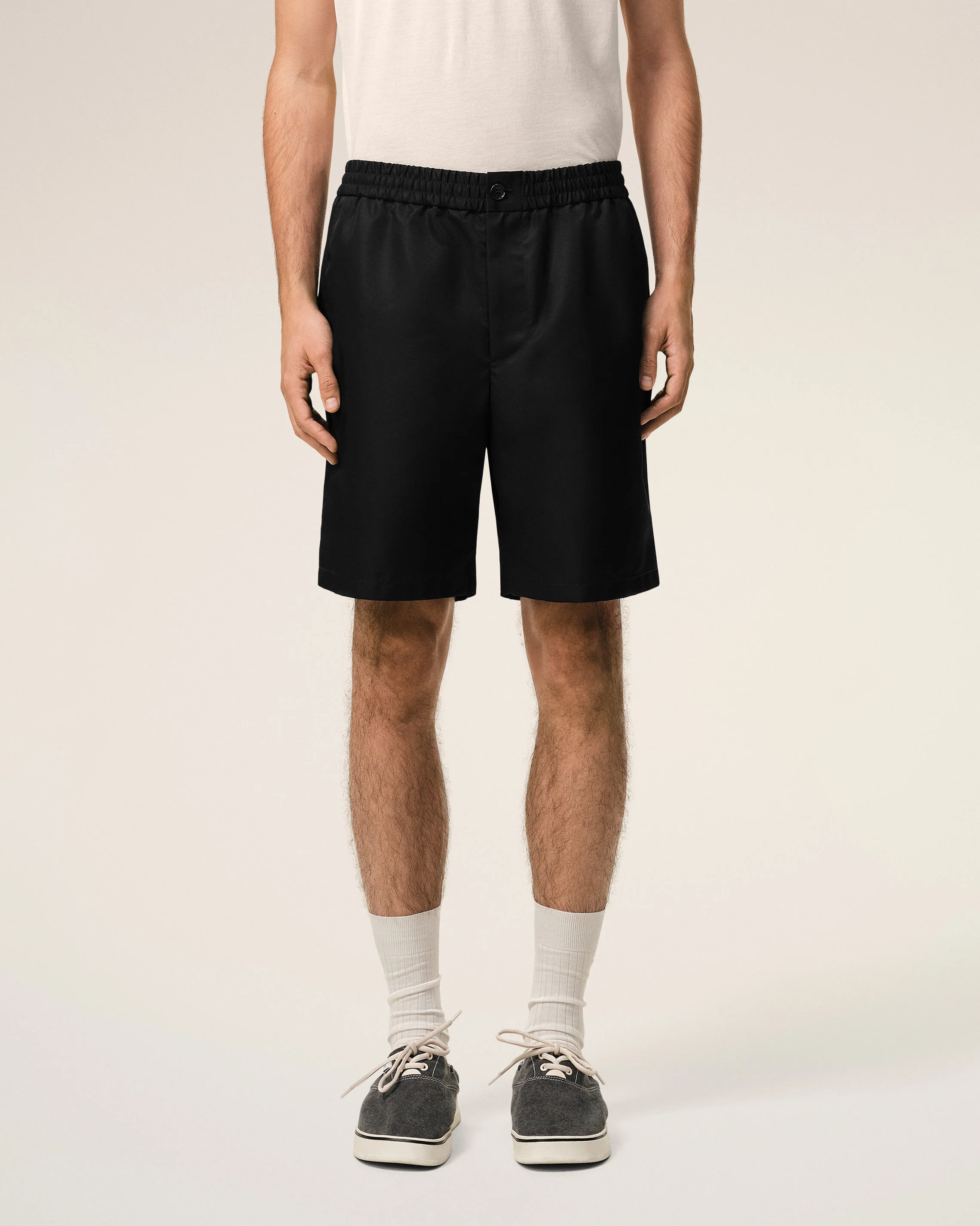 Short Noir Taille Elastiquée Rivet Ami De Coeur en Nylon - Image 3