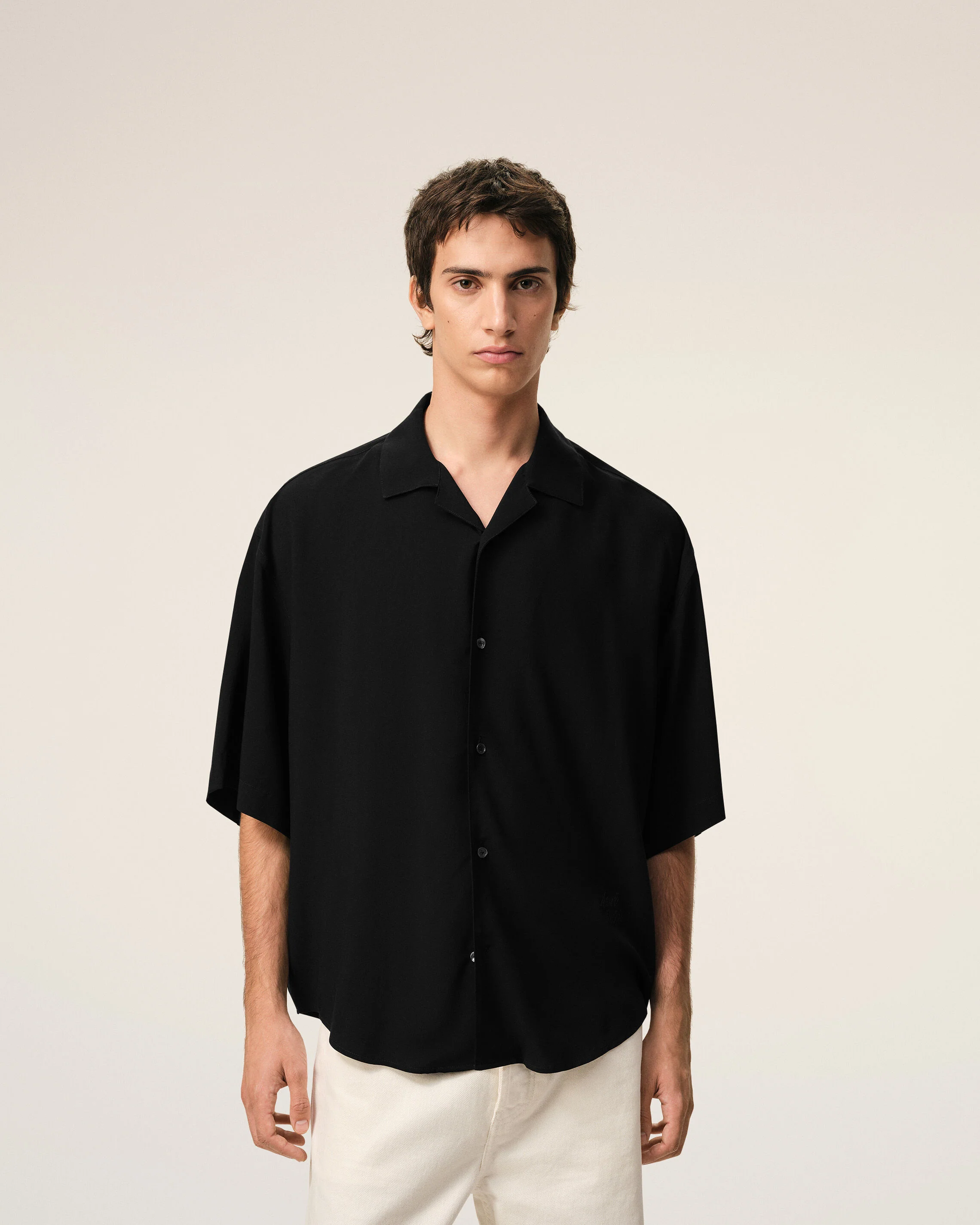 Chemise Boxy Noire Manches Courtes Ami Paris Brodé - Image 3
