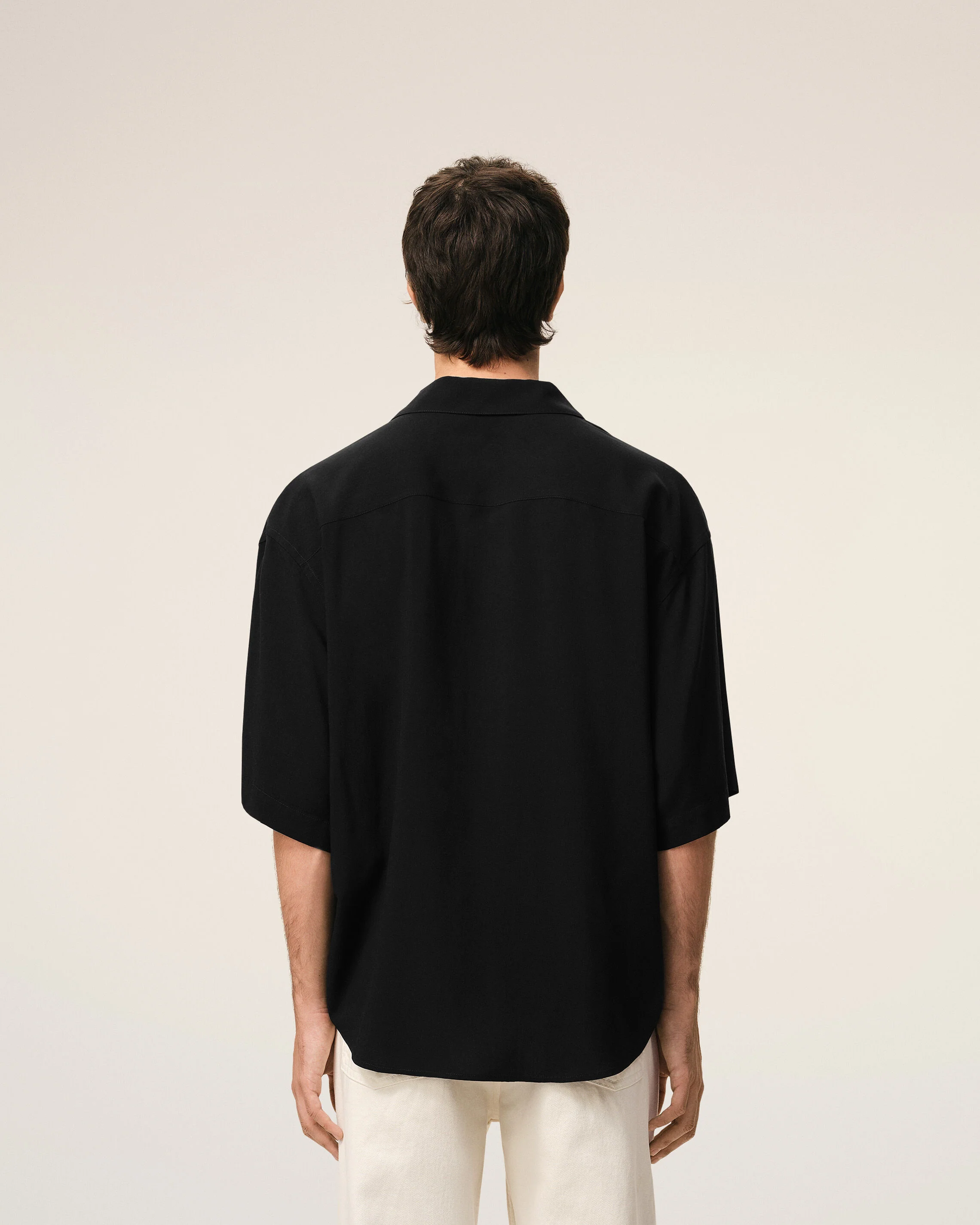 Chemise Boxy Noire Manches Courtes Ami Paris Brodé - Image 5