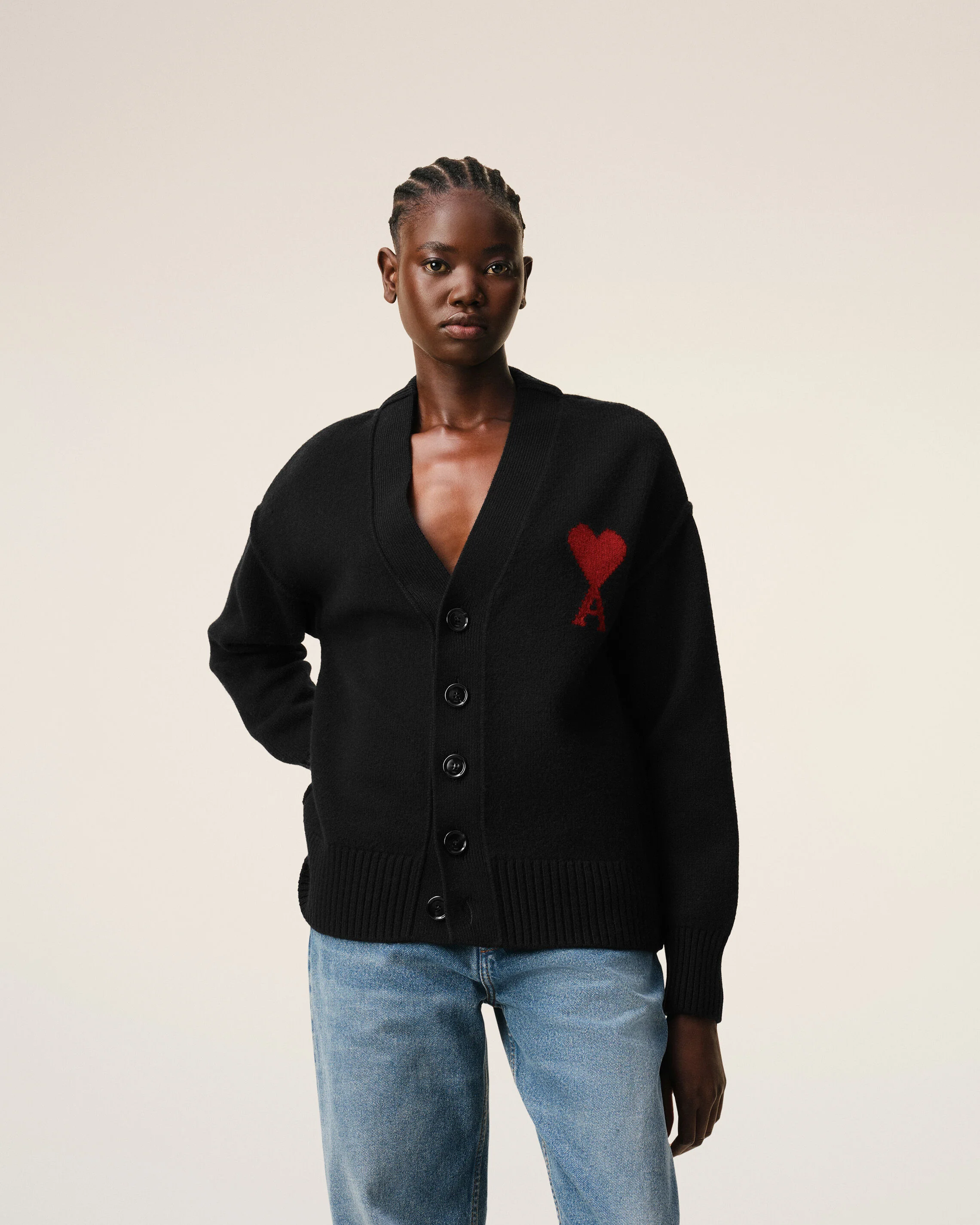 Cardigan noir en laine Ami de Coeur - Image 9