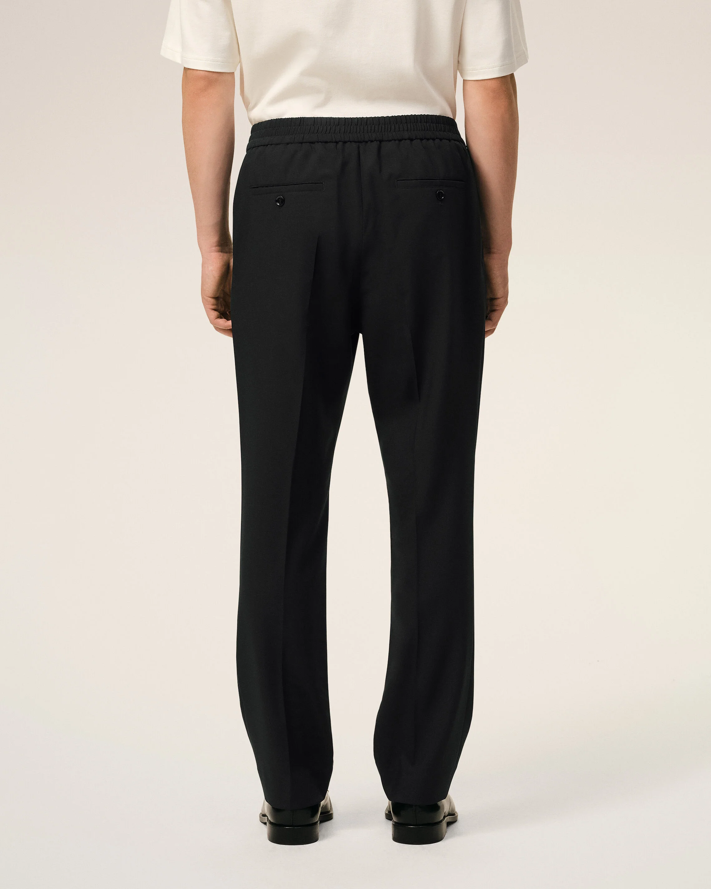Pantalon Taille Elastiquée Noir en Laine - Image 4
