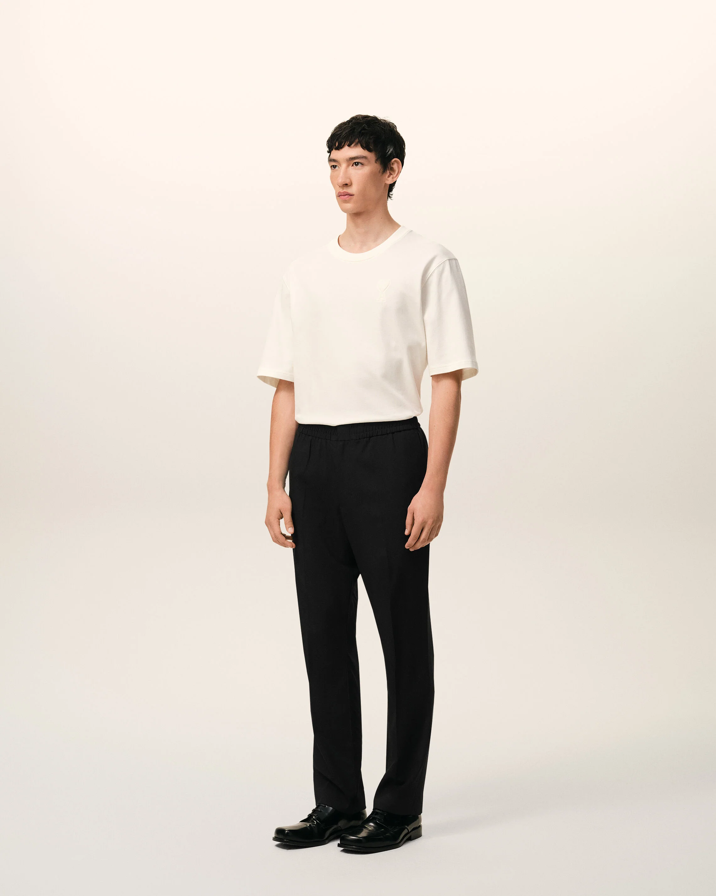 Pantalon Taille Elastiquée Noir en Laine - Image 6
