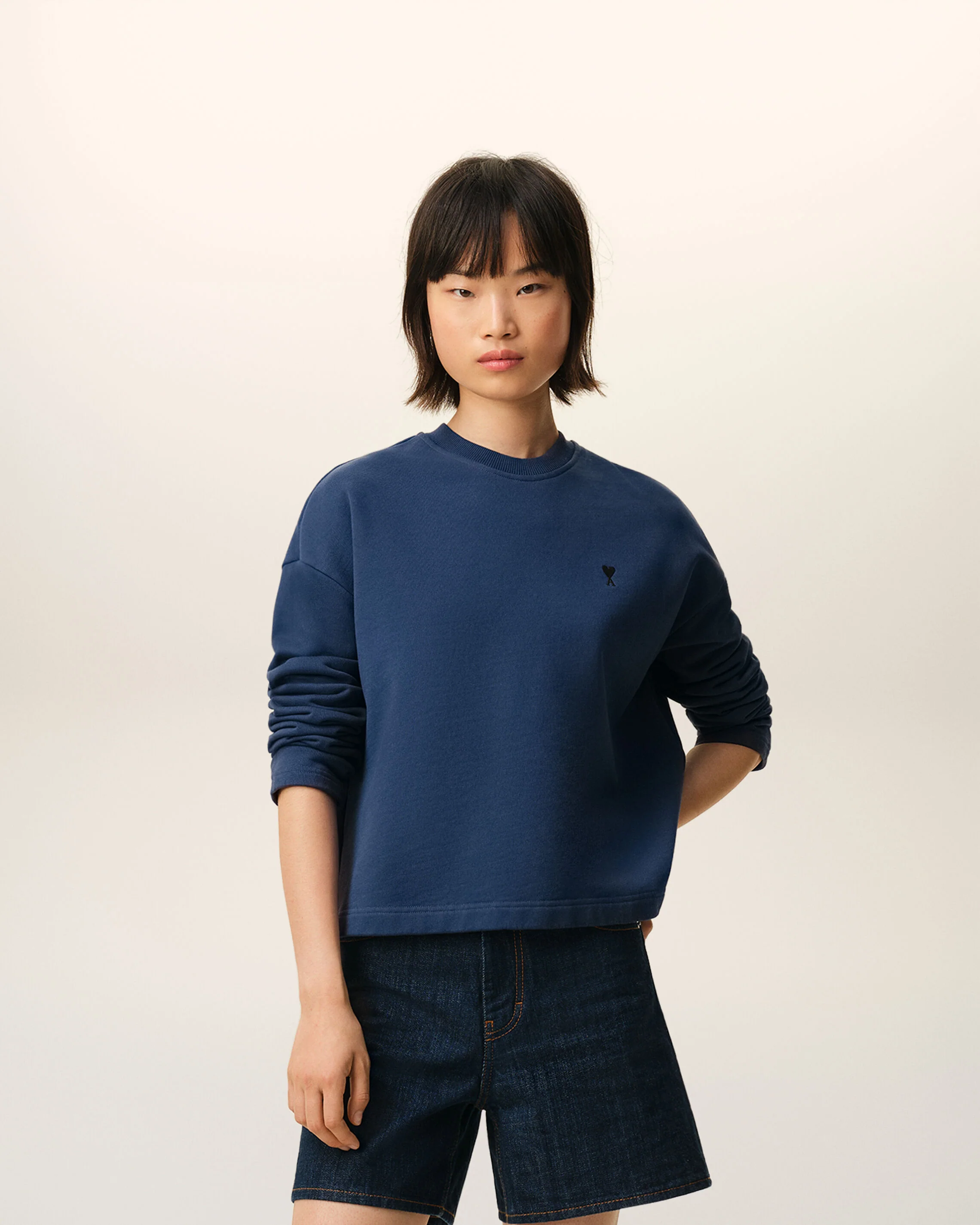 Sweatshirt Court Bleu Ami De Coeur en Coton - Image 2